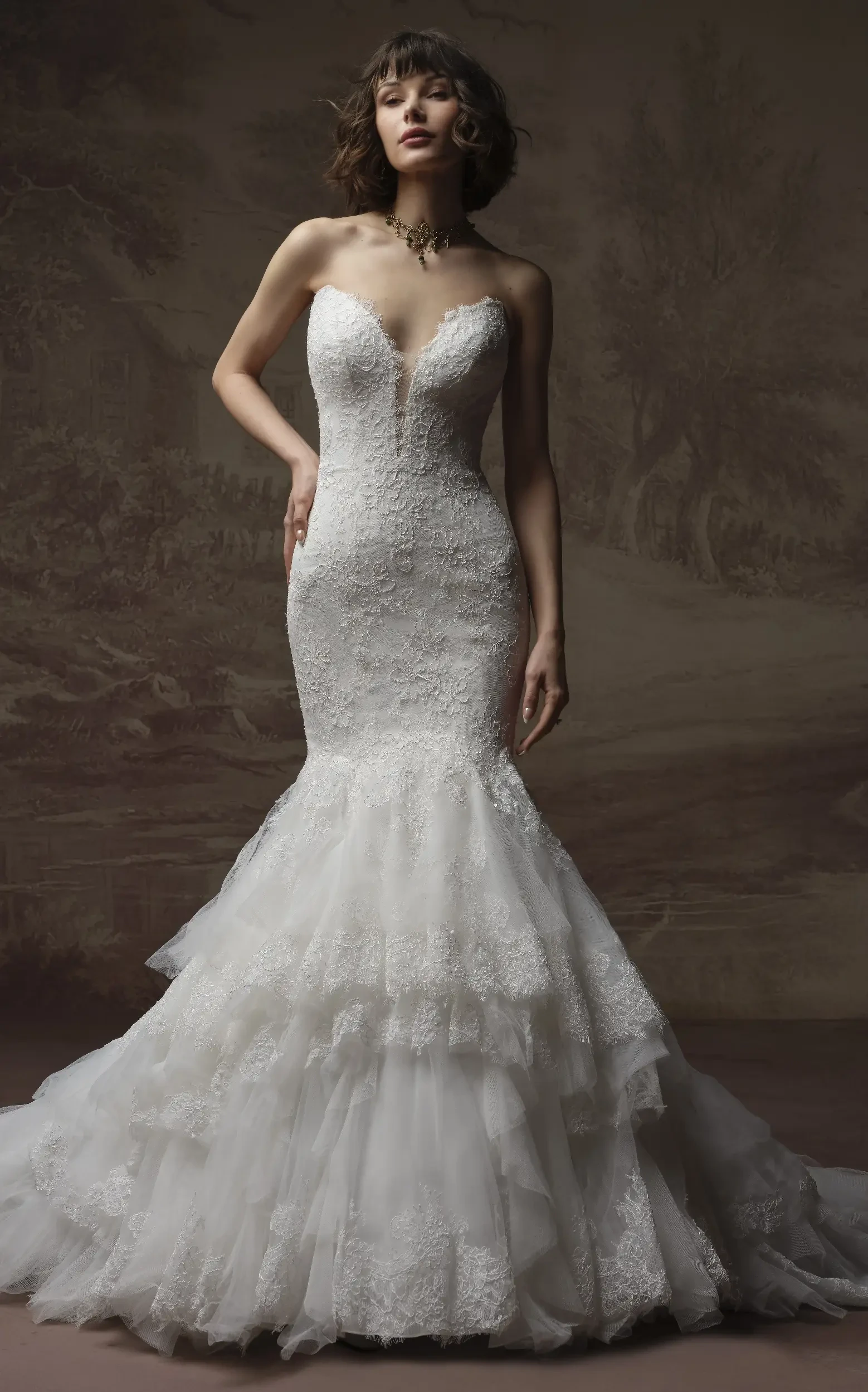 sweetheart beaded mermaid wedding dress Dresses & Bridal Gowns Nala Strapless Sequin Mini bfcm21 creating a romantic and Color:CHOCOLATE