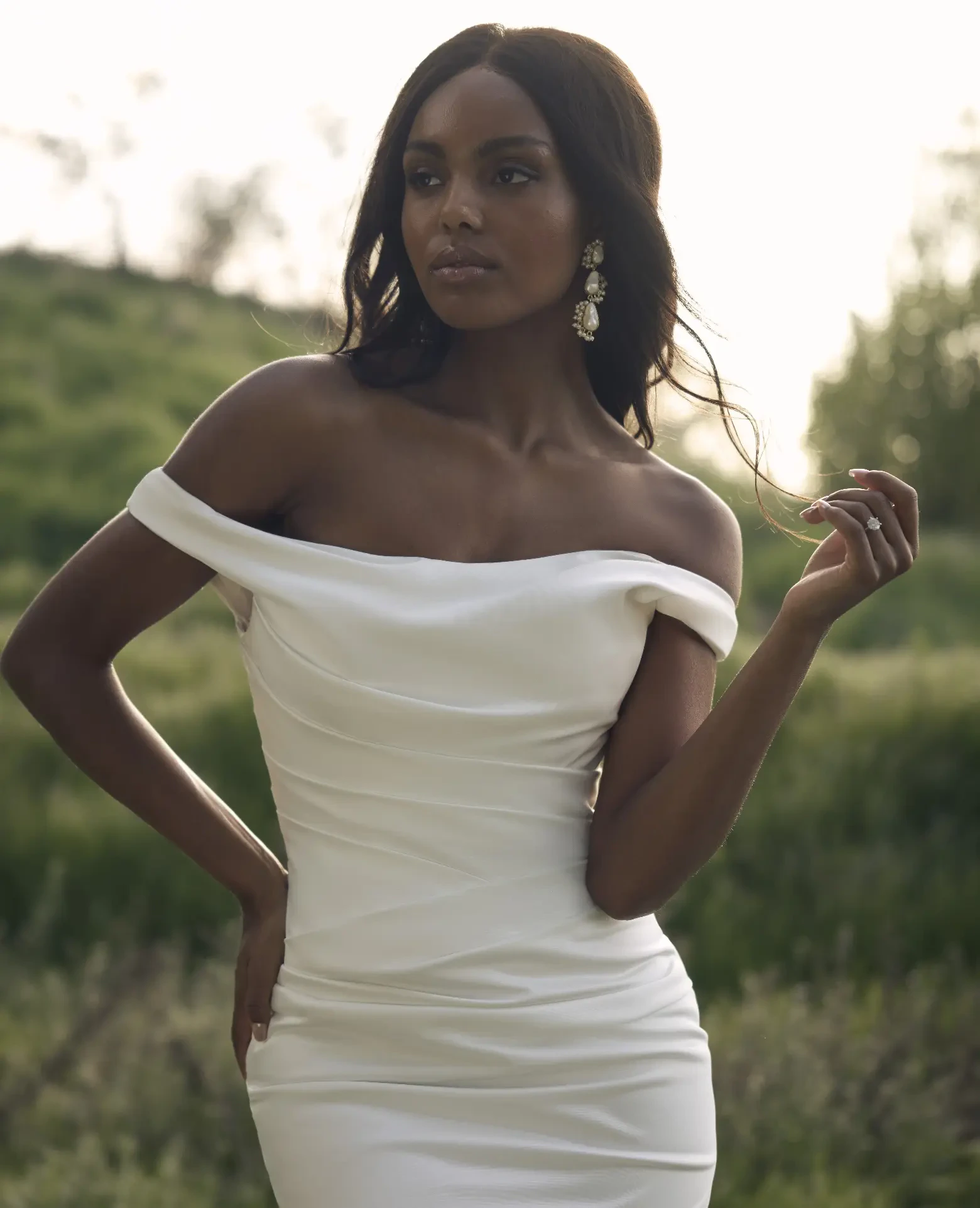 a line off shoulder wedding dress Off-the-Shoulder Dresses 35”/87cm Product_Type|Dress Ophidian Devore Backless Mini Size:24 AUS