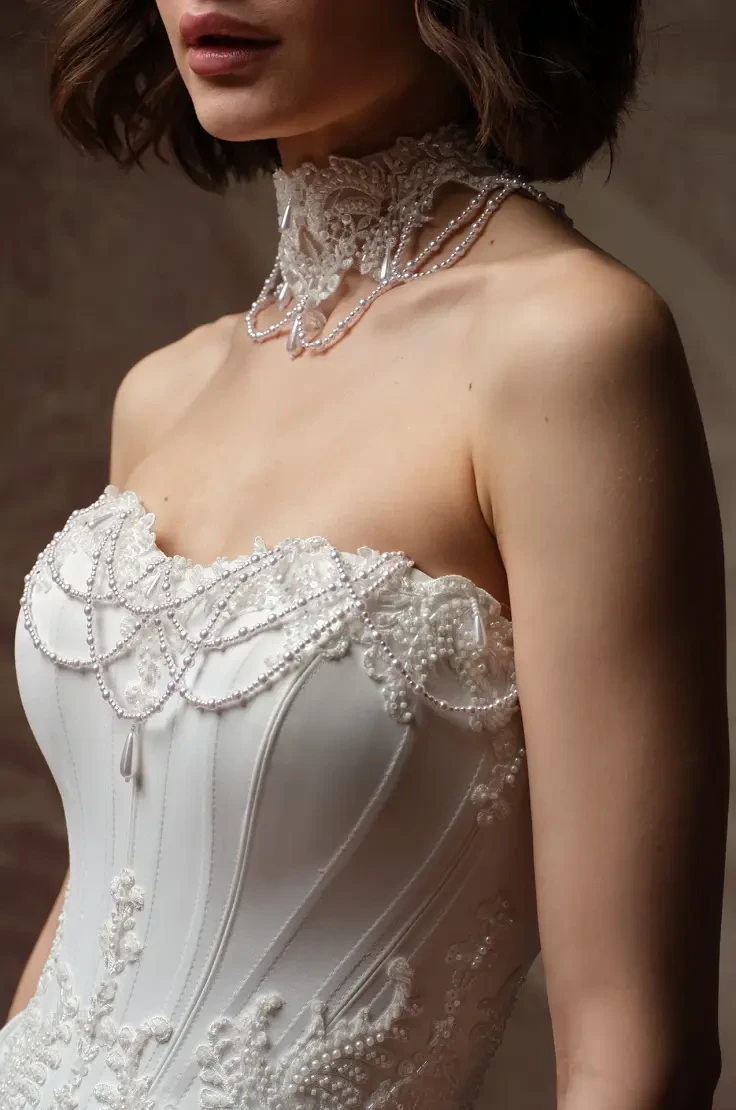 Model In A Studio Wearing Satin Wedding Dress With A Bow Called Ashland By Maggie Sottero