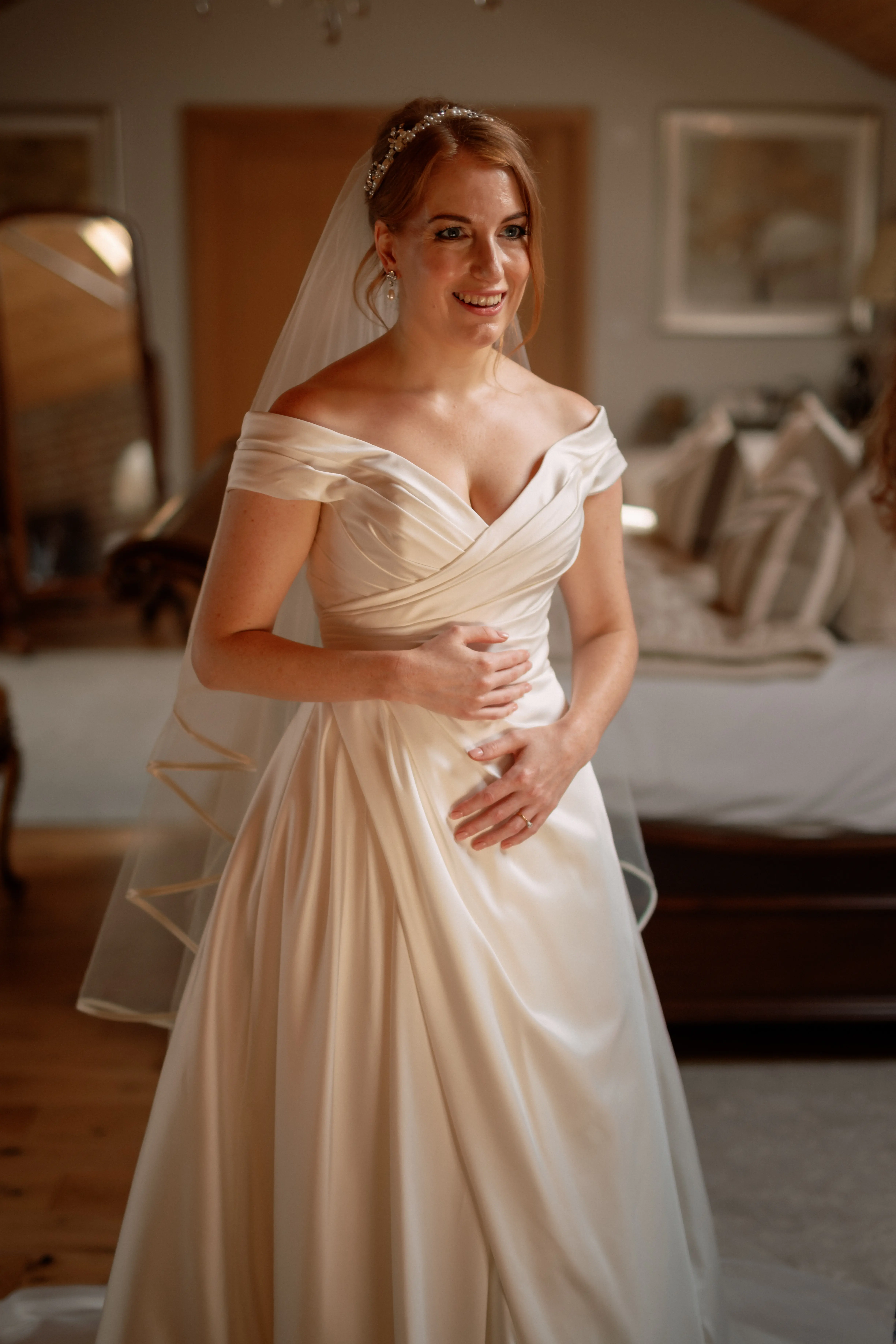 Real Bride In White Wedding Dress Named Ekaterina By Maggie Sottero And Veil