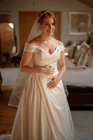 Real Bride In White Wedding Dress Named Ekaterina By Maggie Sottero And Veil