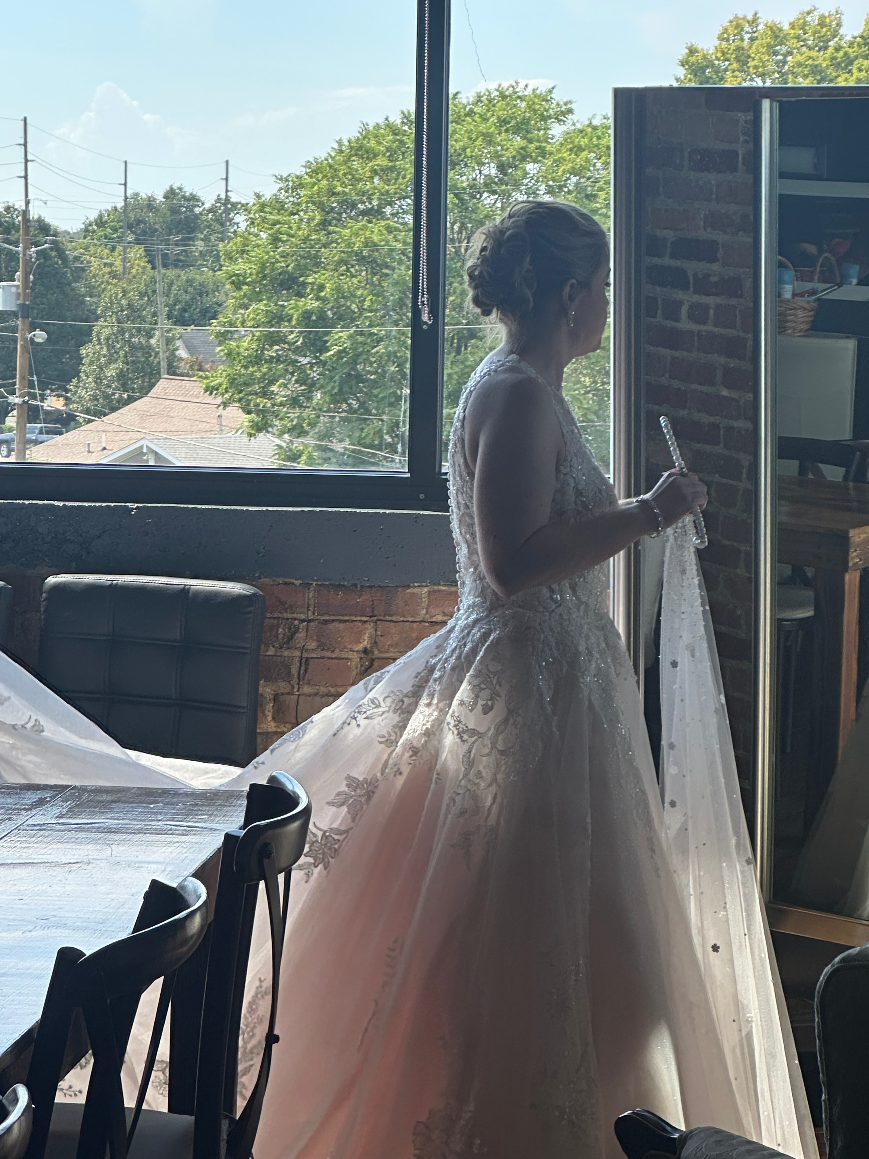 Bride Wearing Lace Aline Wedding Dress Called Rickie By Maggie Sottero