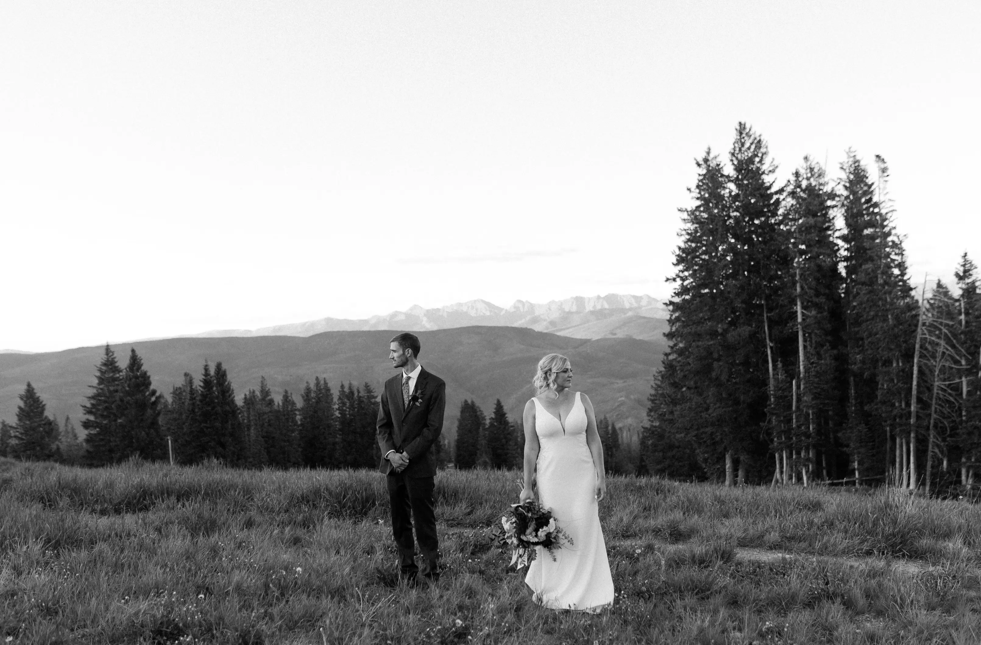 Groom With Bride Wearing Simple Vintage V-back Dress Abbott Dawn By Sottero and Midgley