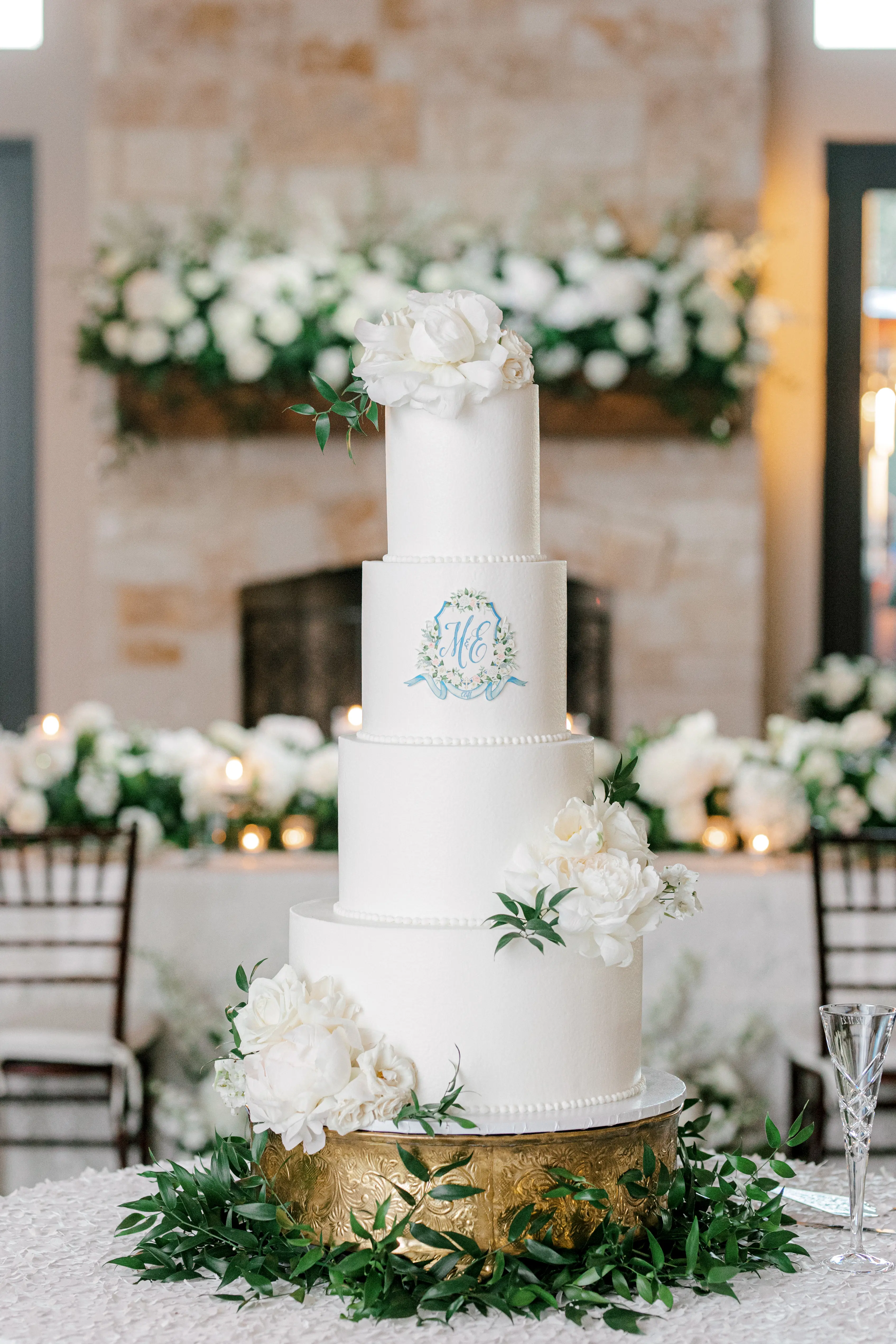 Wedding Cake With White Florals
