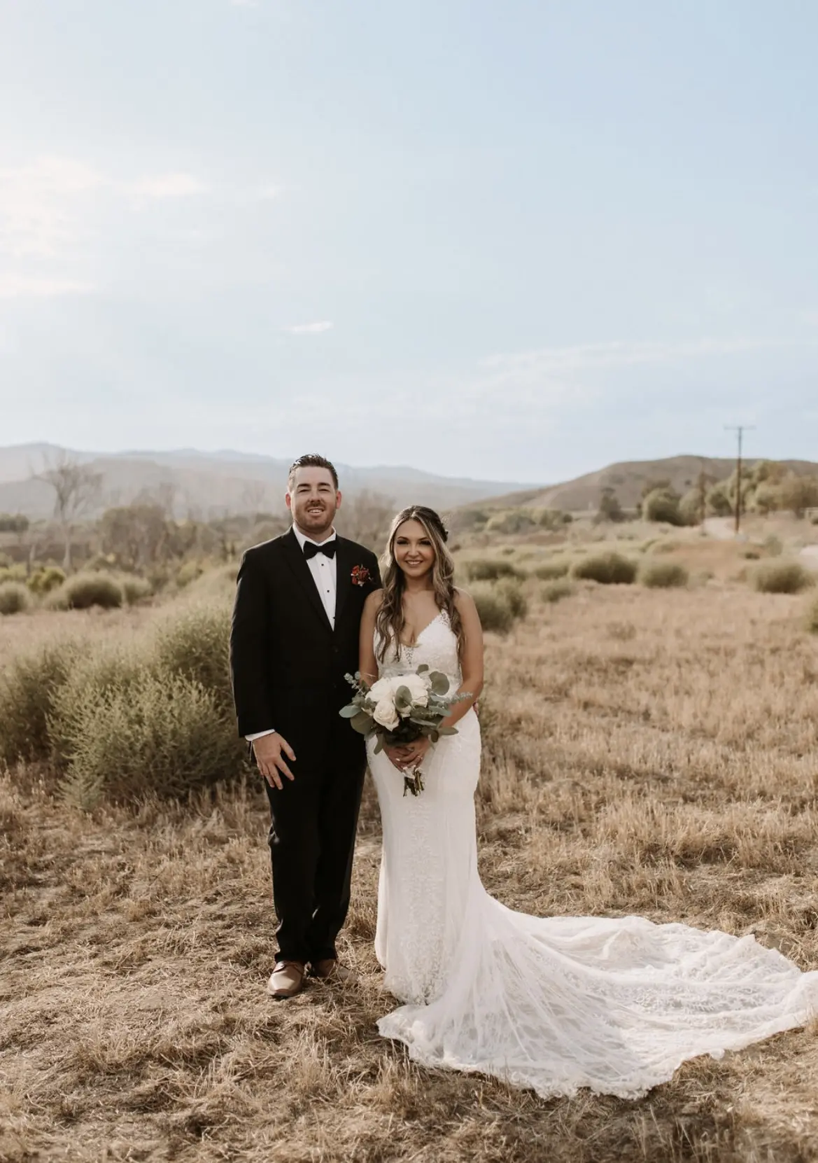 Bride In Beaded Fit-And-Flare Wedding Dress Called Barrett By Sottero And Midgley With Groom