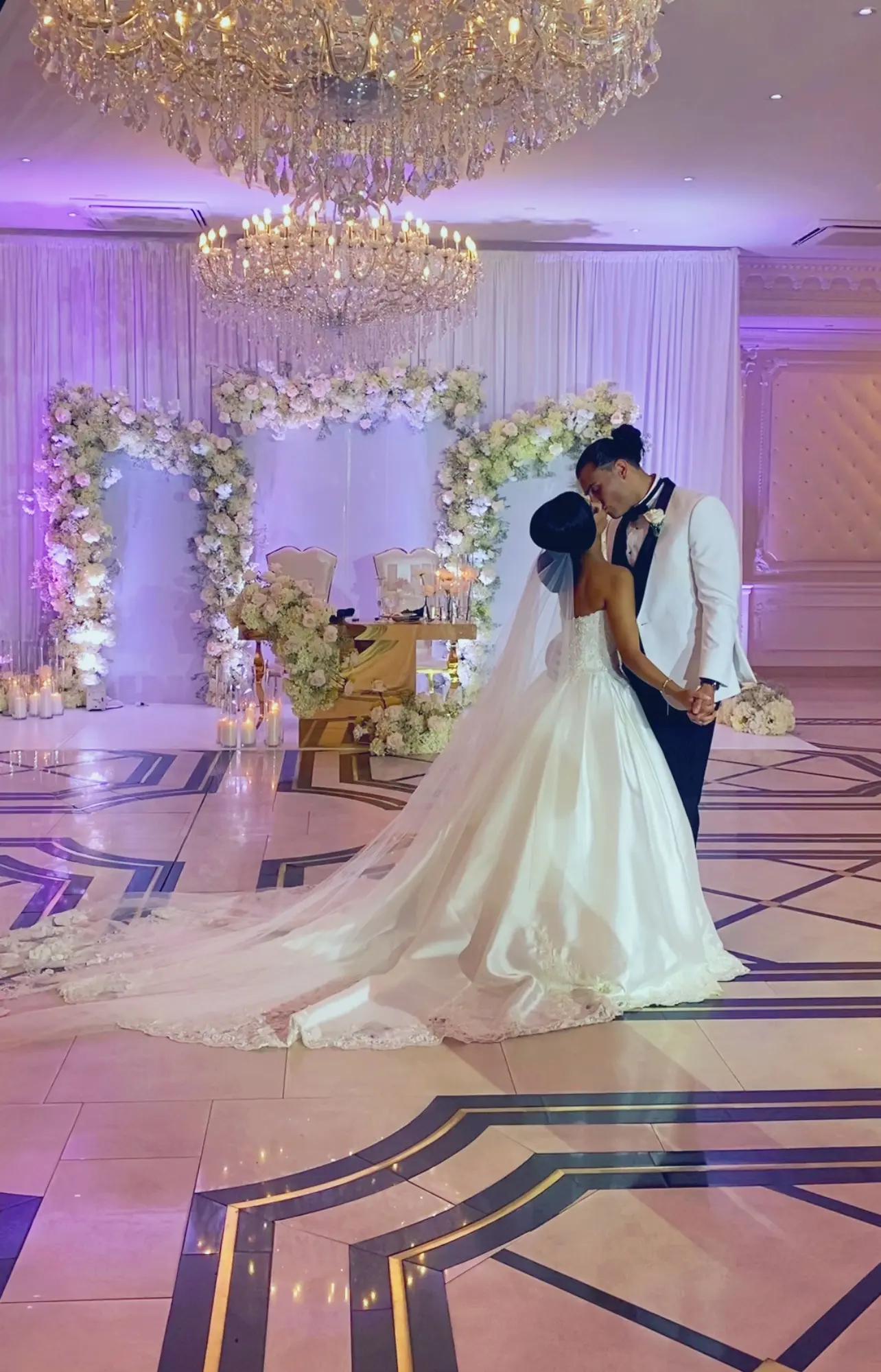 Groom With Bride Wearing Satin Ball Gown Kimora By Sottero And Midgley