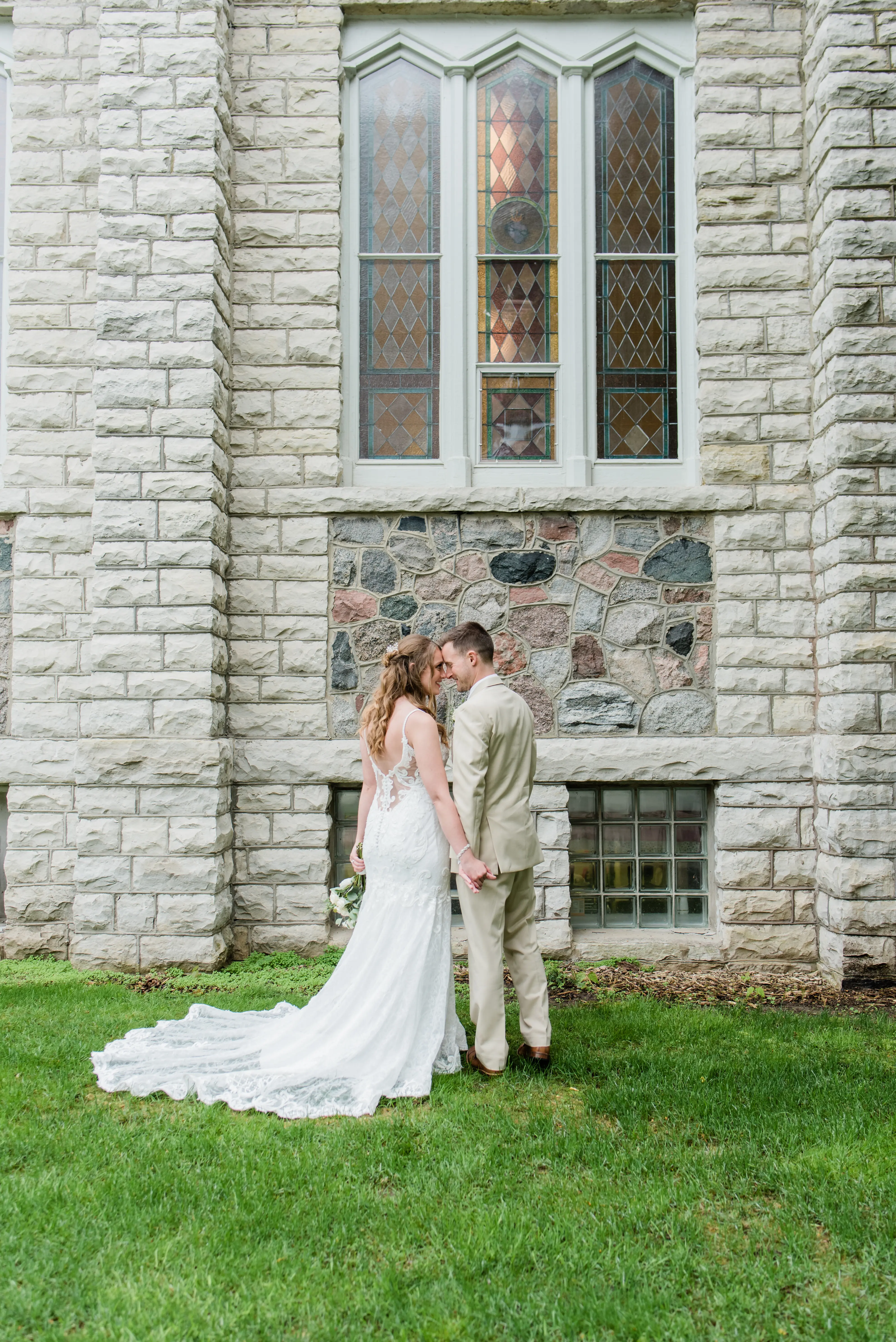 Groom With Bride Wearing Lace Mermaid Wedding Dress Esther By Maggie Sottero