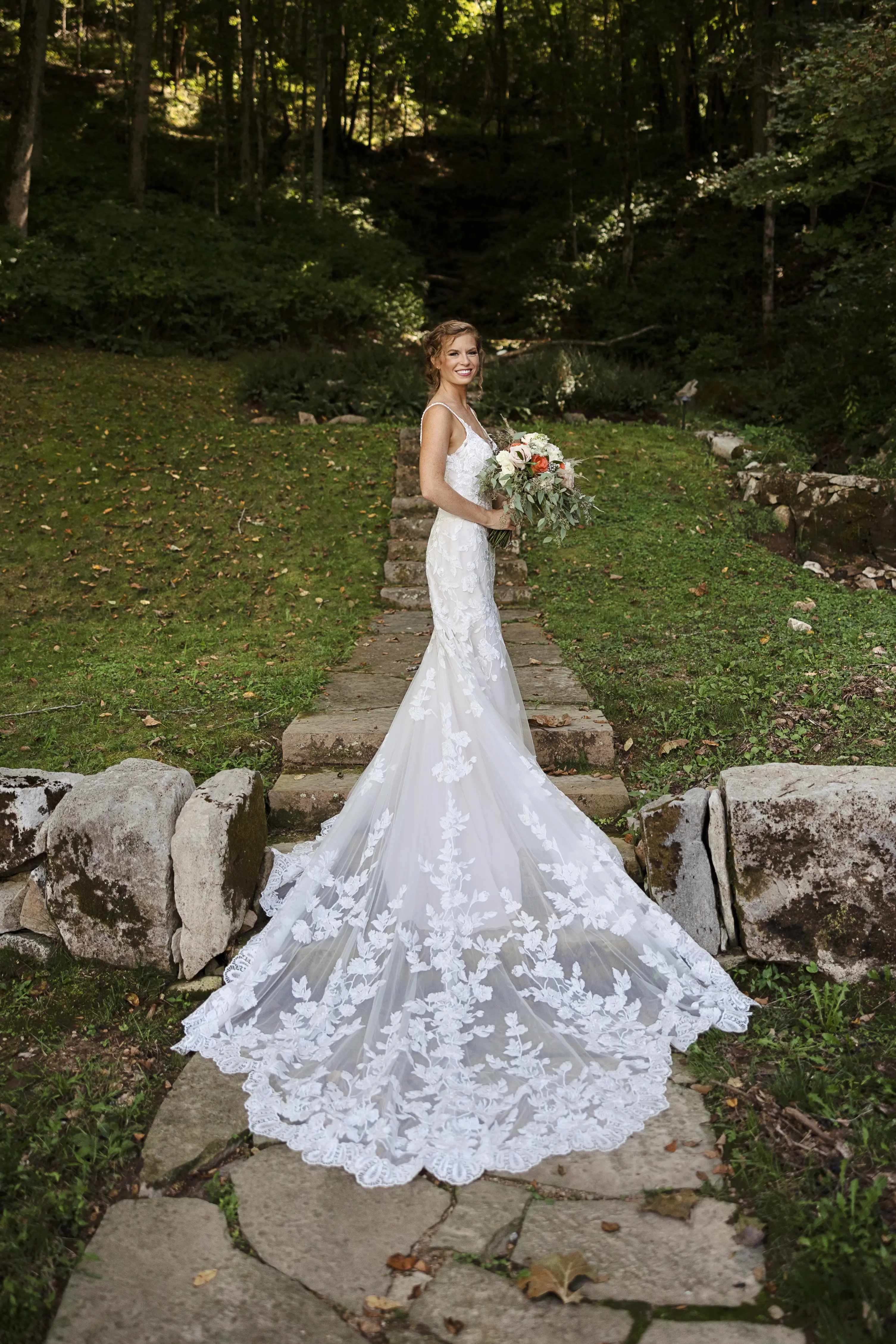 Bride In Romantic Lace Wedding Dress Called Giana By Maggie Sottero