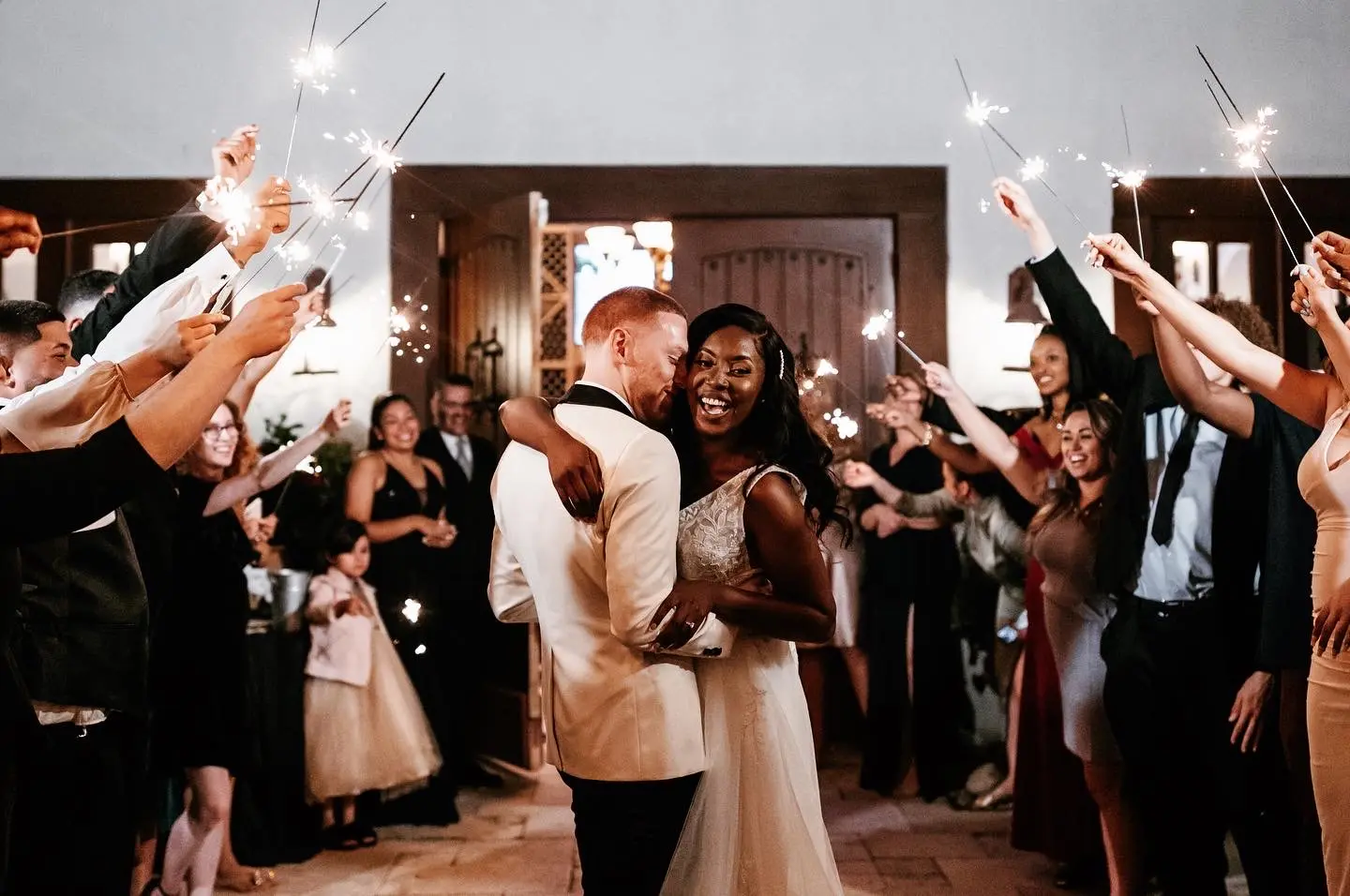 Groom With Bride Wearing Lace A-line Raelynn By Rebecca Ingram