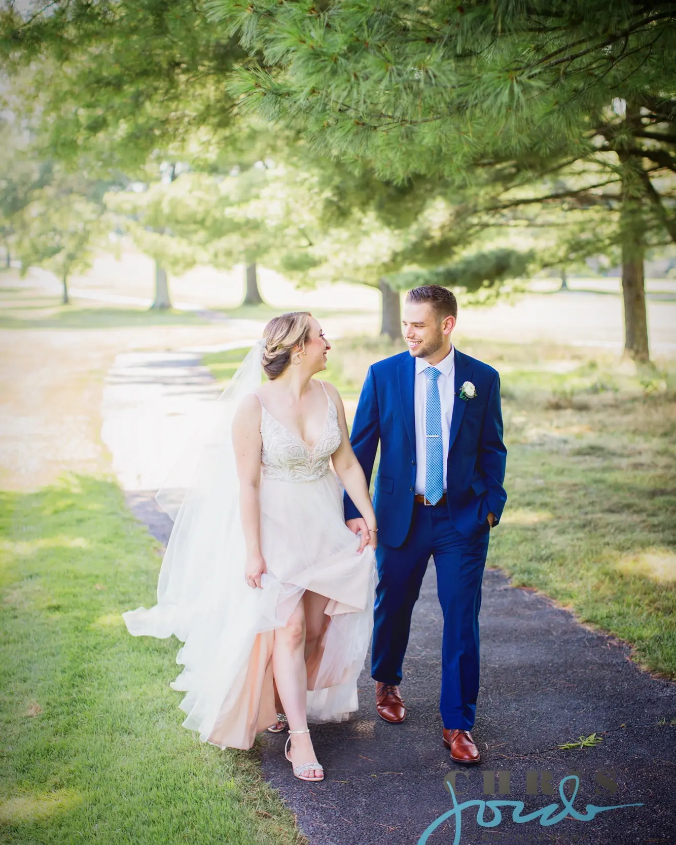 Real Bride wearing a-line wedding dress called Charlene by Maggie Sottero.