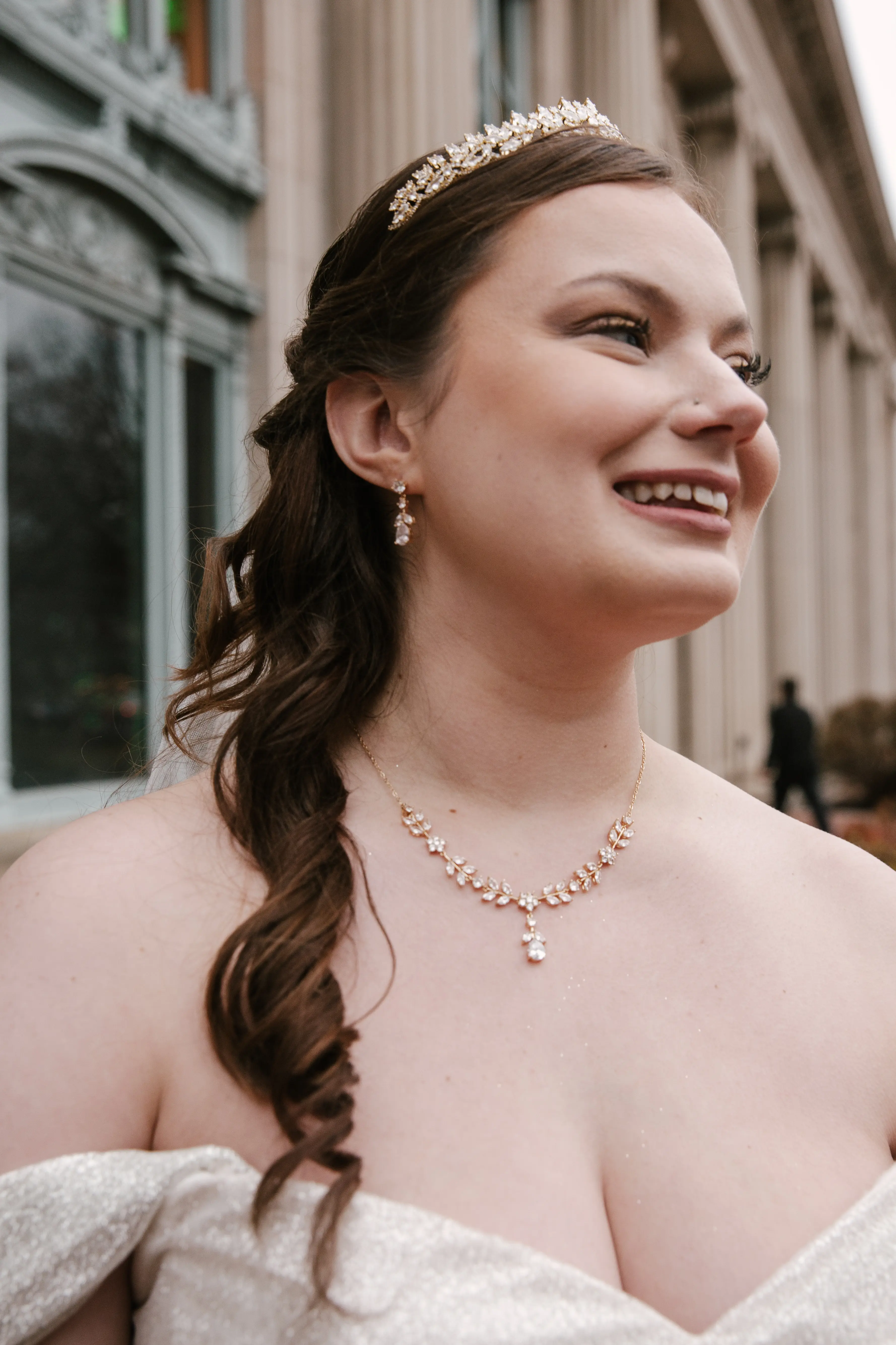 Bride in Wedding Dress With Sparkles Named Anniston By Maggie Sottero