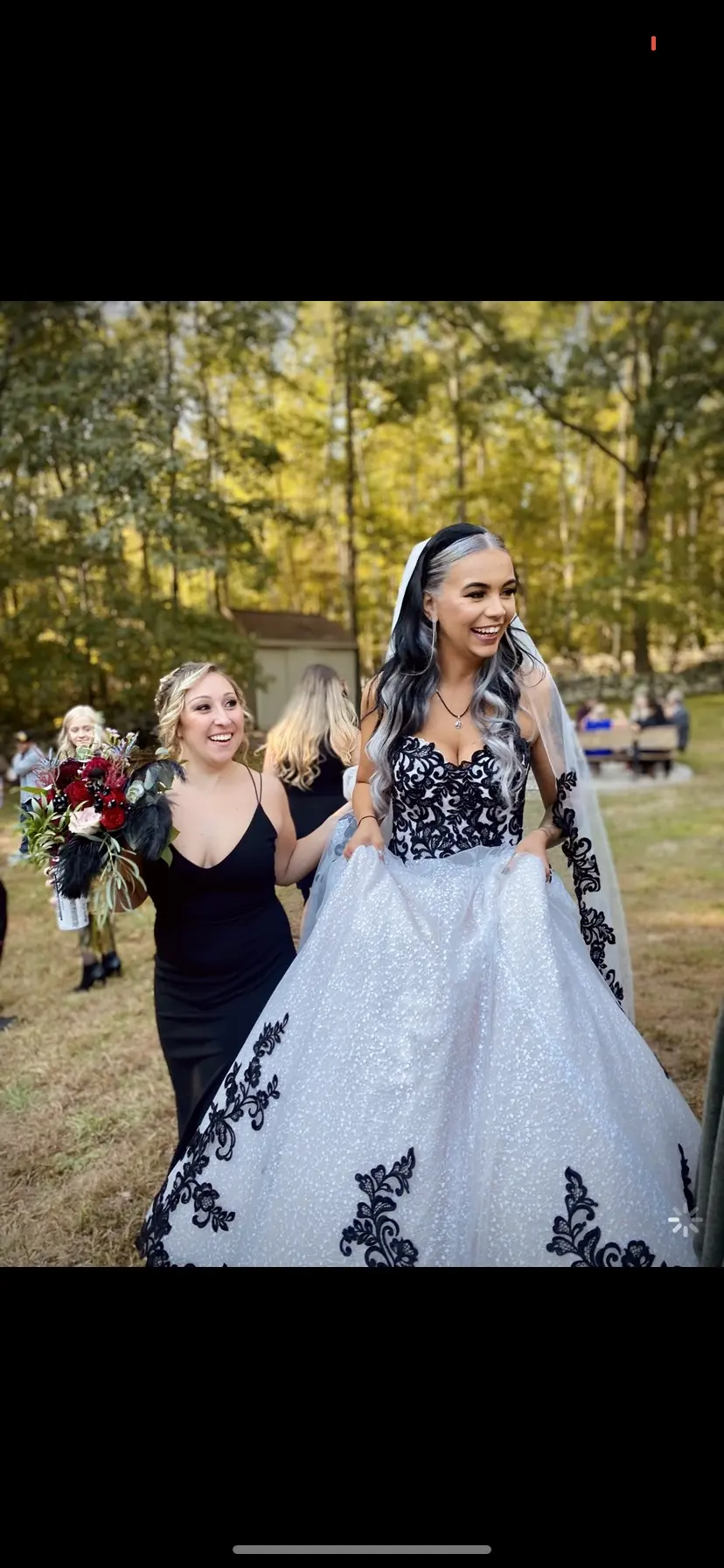 Bride Wearing Ball Gown With Black Lace Tristyn By Maggie Sottero