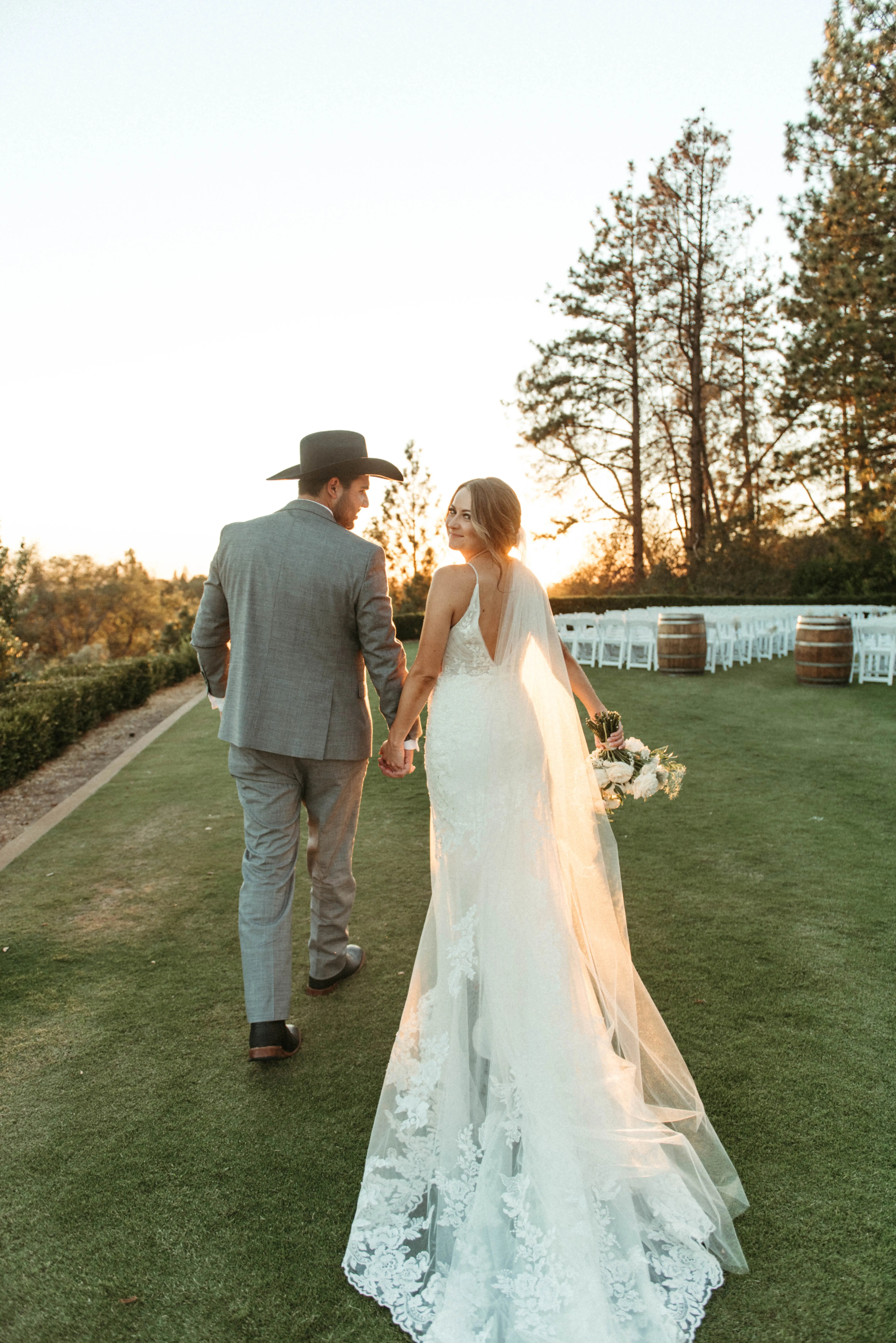 Groom With Bride Wearing Sparkly Lace Fit-And-Flare Fontaine By Maggie Sottero