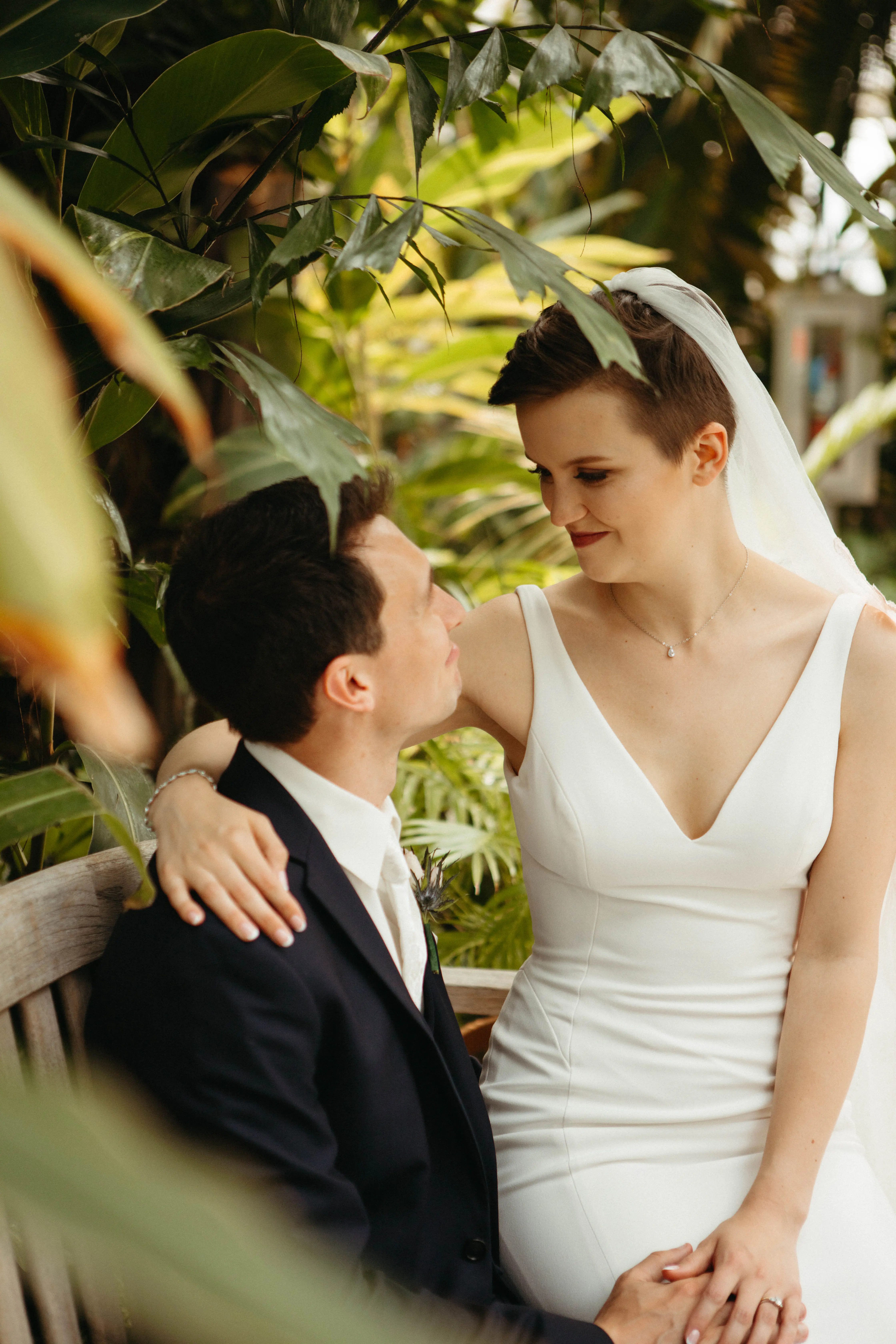Bride In Minimalist Fit-and-flare Fernanda Maggie Sottero With Groom