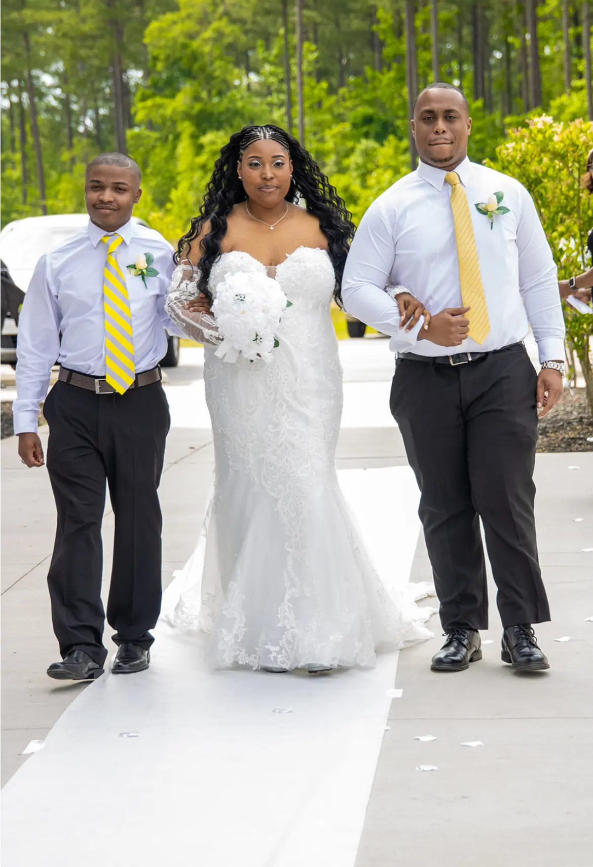 Bride wearing Frederique Royale by Maggie Sottero being given away