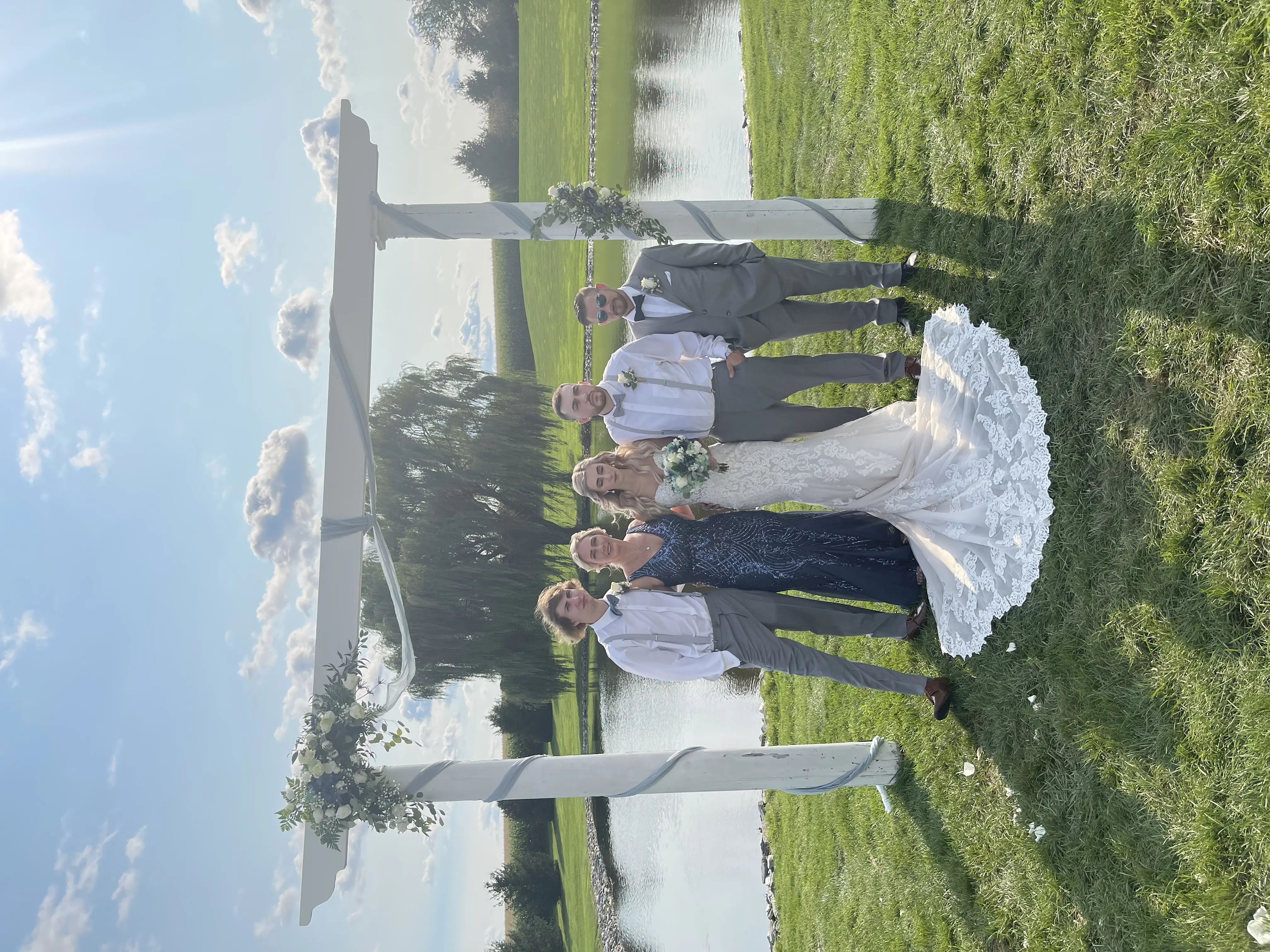 Groom With Bride Wearing Sparkly Lace Fit-And-Flare Fiona By Maggie Sottero