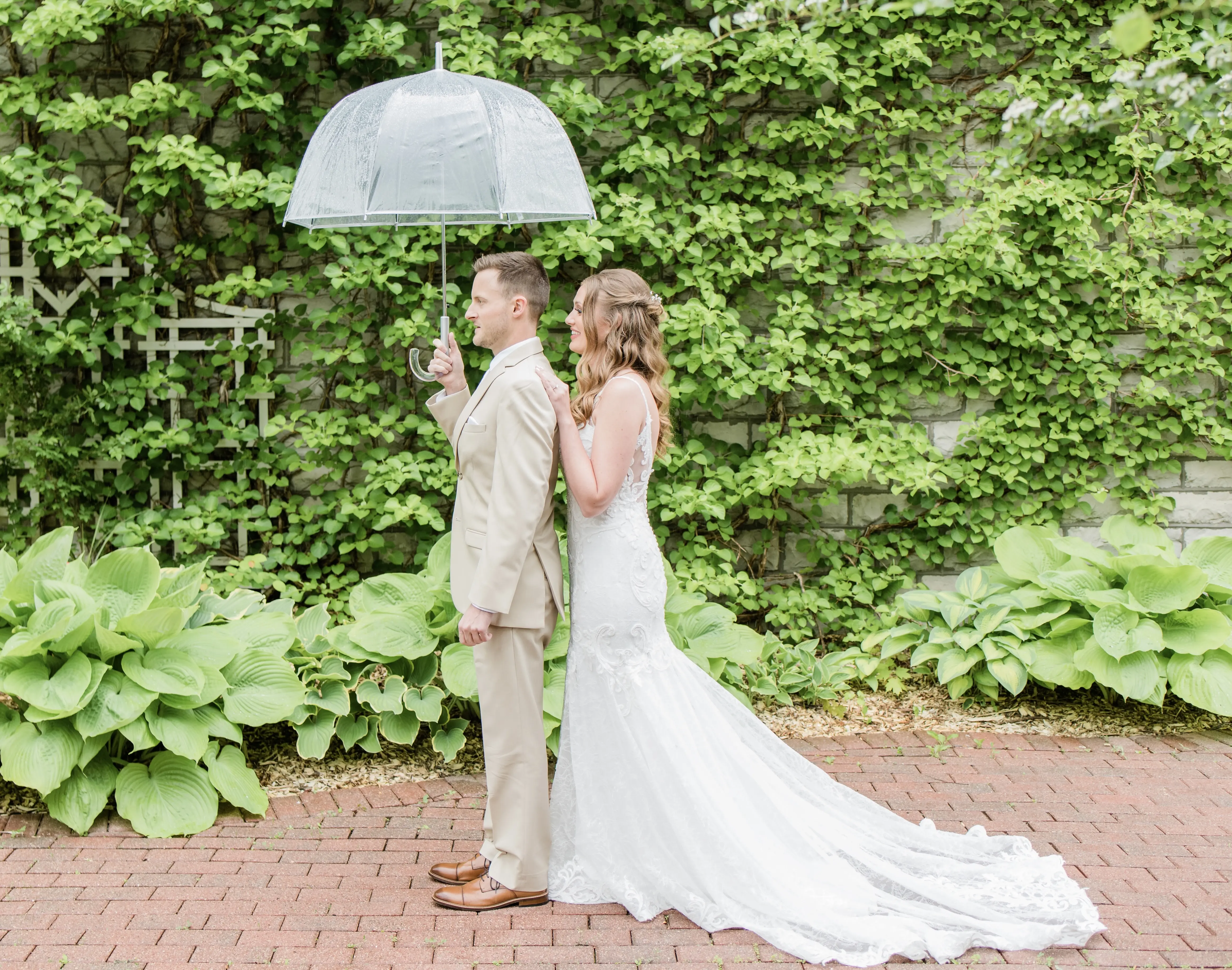 Groom With Bride Wearing Lace Mermaid Wedding Dress Esther By Maggie Sottero