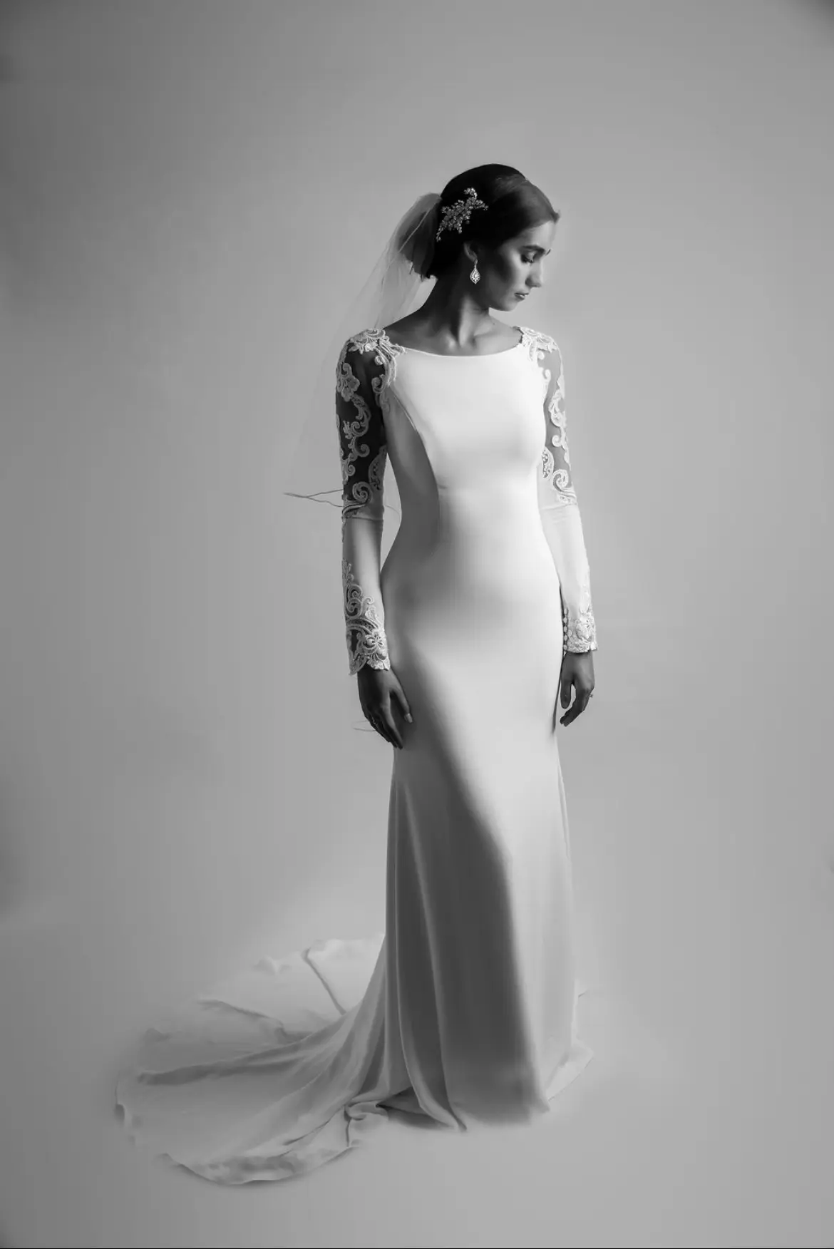 Bride In Long Sleeve Dress Called Bethany By Rebecca Ingram