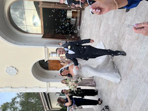 Groom With Bride Wearing Sparkly Lace Fit-And-Flare Fiona By Maggie Sottero