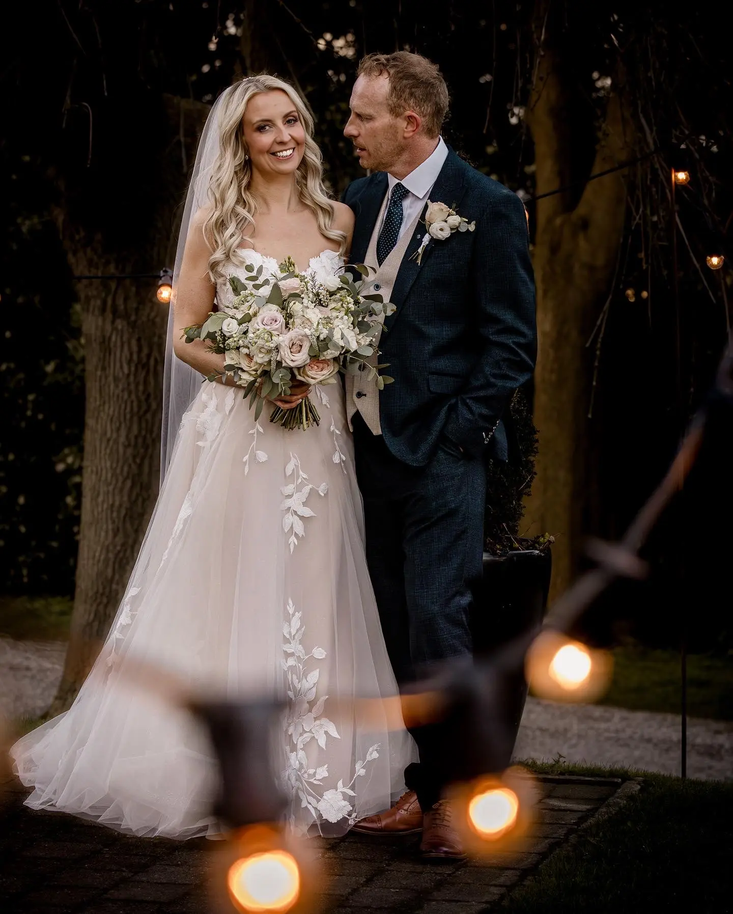 Bride In Sweetheart A-line Hattie Lane Lynette Rebecca Ingram With Groom