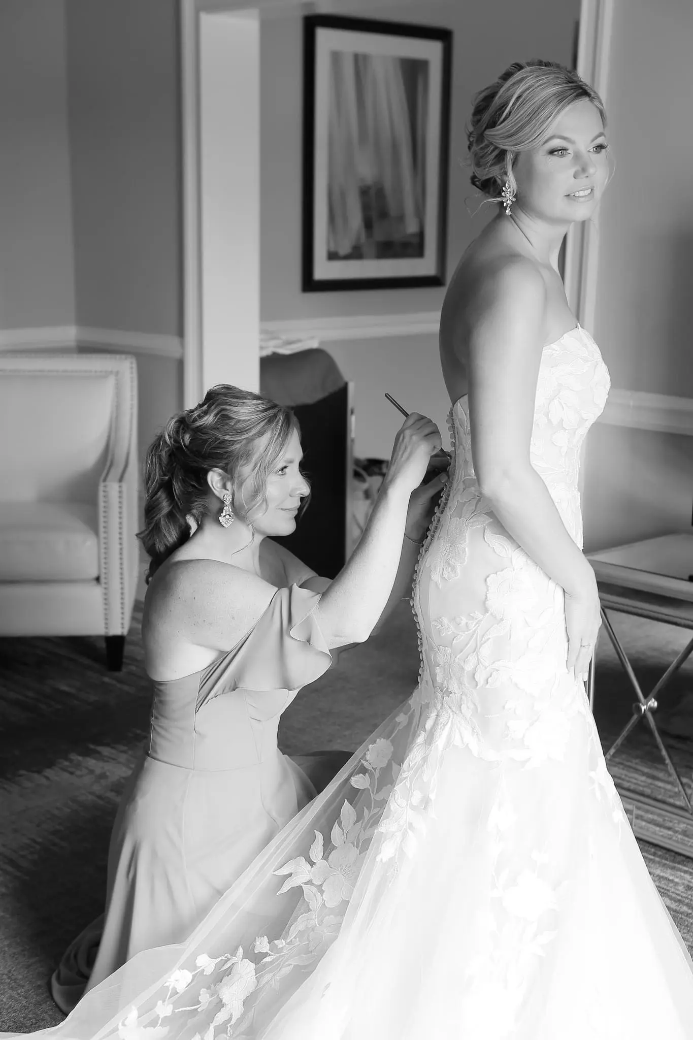 Bride Wearing Mermaid Wedding Dress With Oversized Floral Lace Hattie By Rebecca Ingram