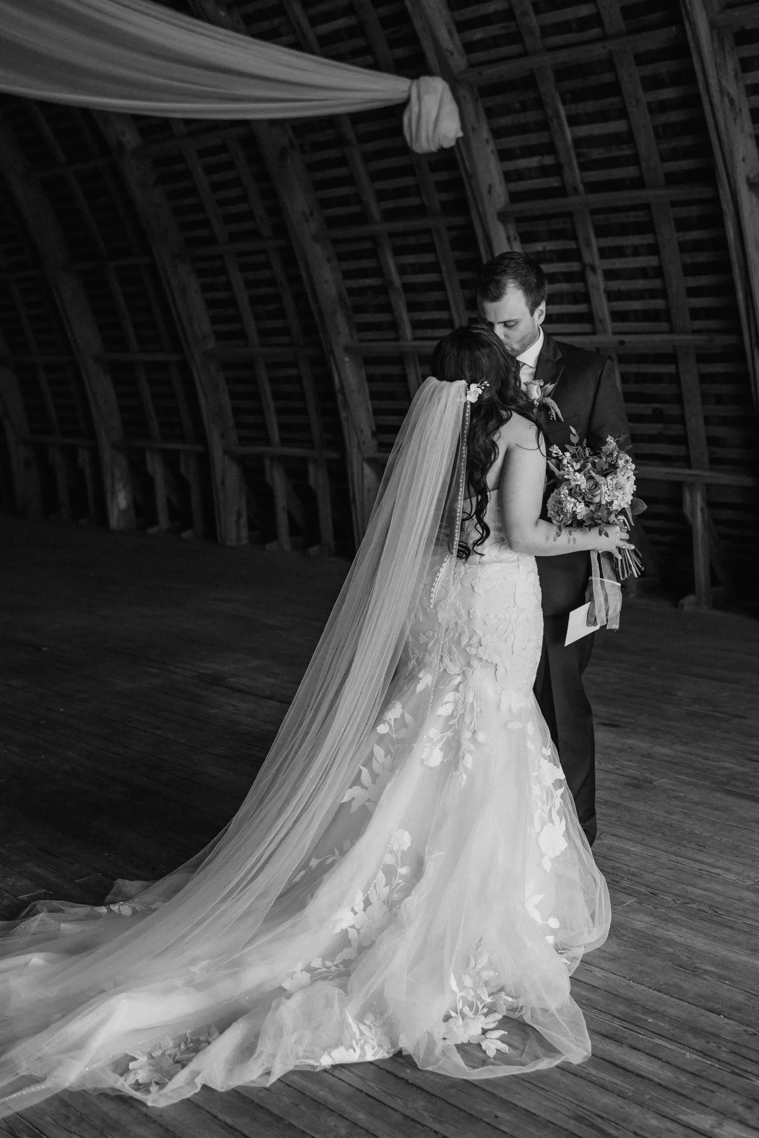 Bride In Floral Mermaid Hattie Rebecca Ingram With Groom