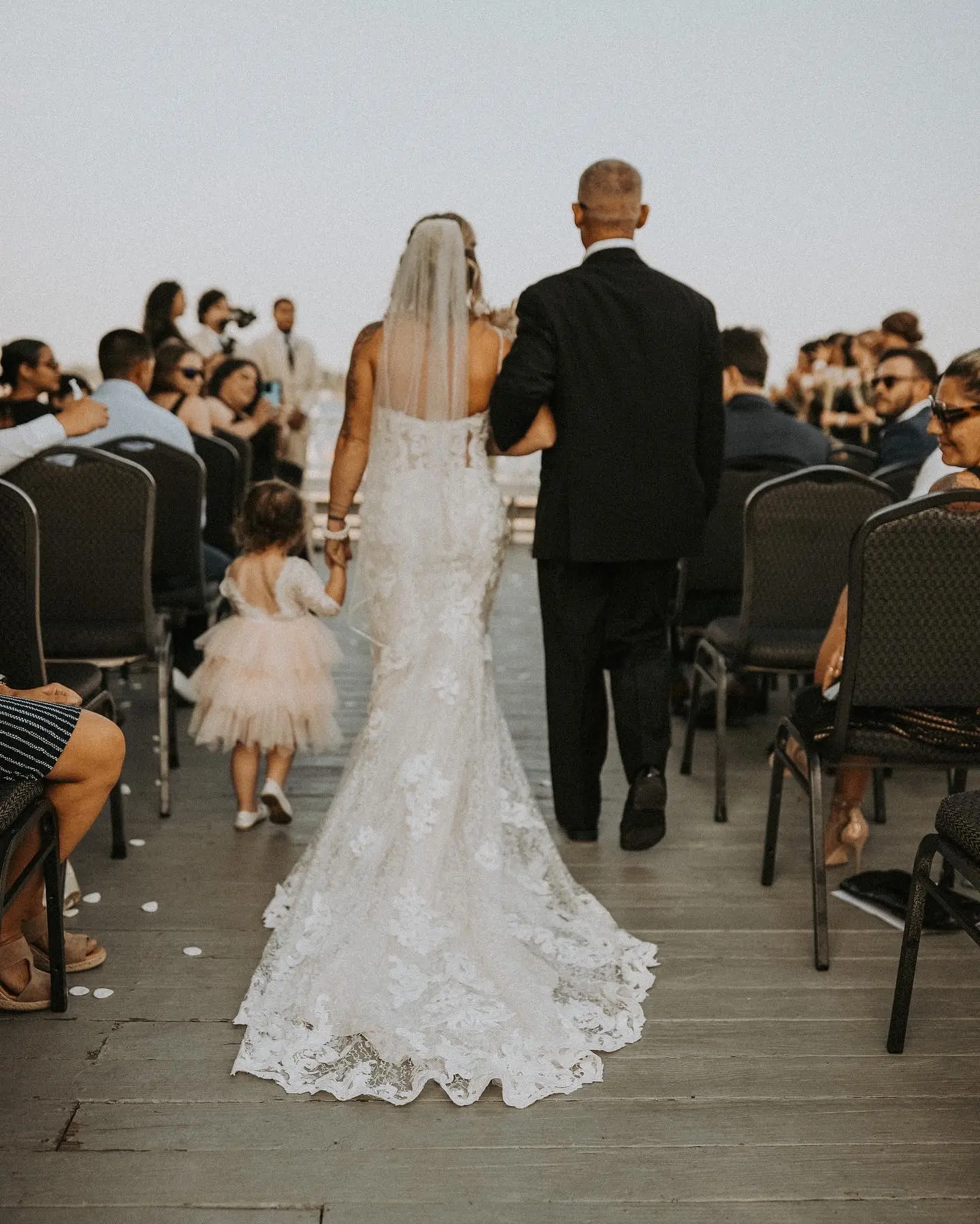 Bride In Lace Sheath Wedding Gown Name Tuscany Lynette By Maggie Sottero Bride Walking Down Aisle