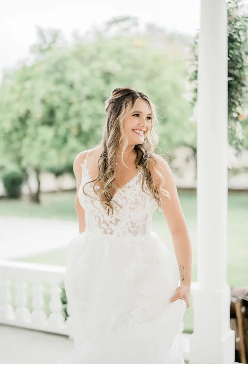 Bride Wears Sheer Detailed A-Line Wedding Dress Winter by Maggie Sottero