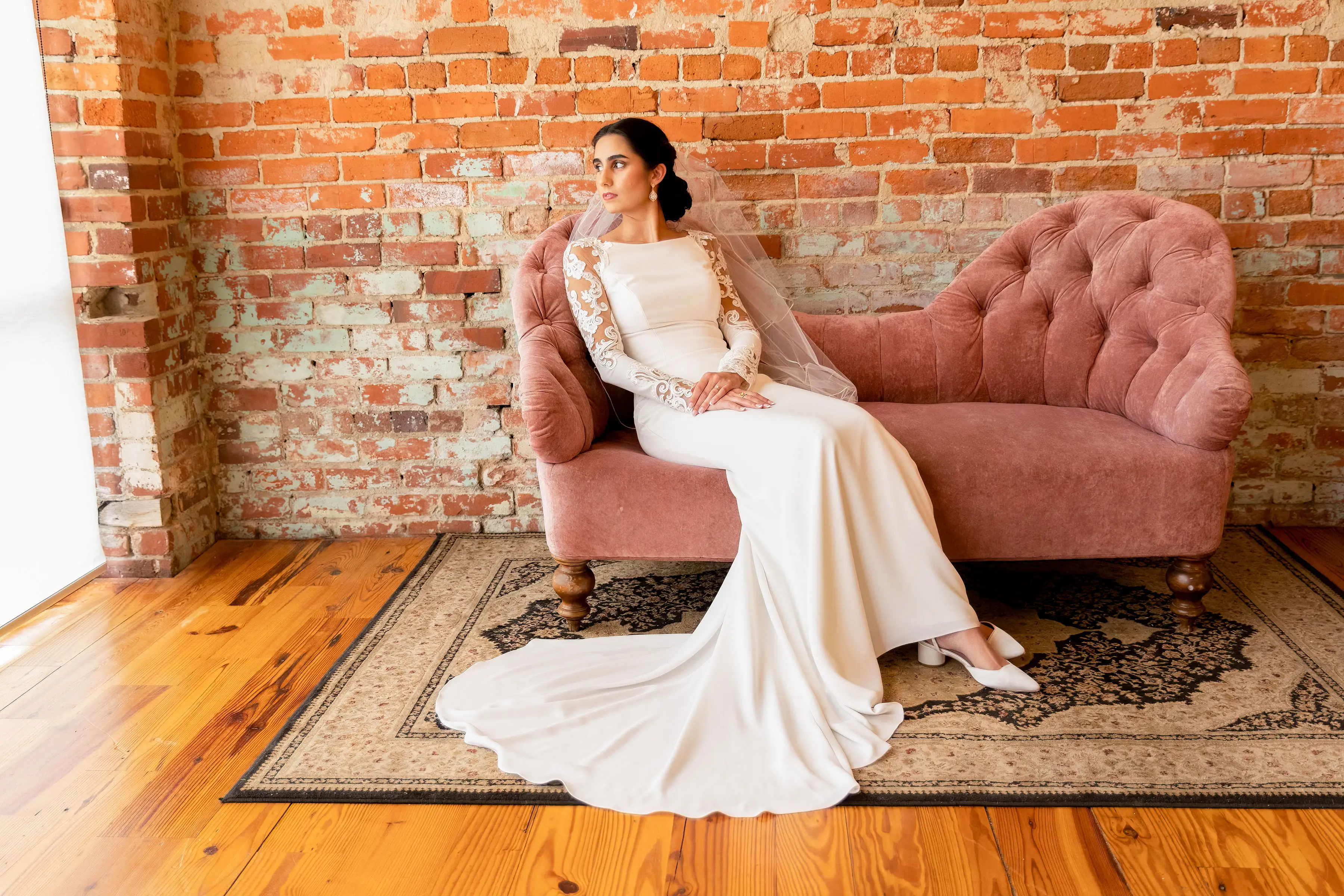 Bride In Long Sleeve Lace Dress Called Bethany By Rebecca Ingram