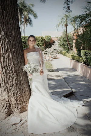 Bride In Modern Strapless Wedding Dress Called Mitchell By Maggie Sottero