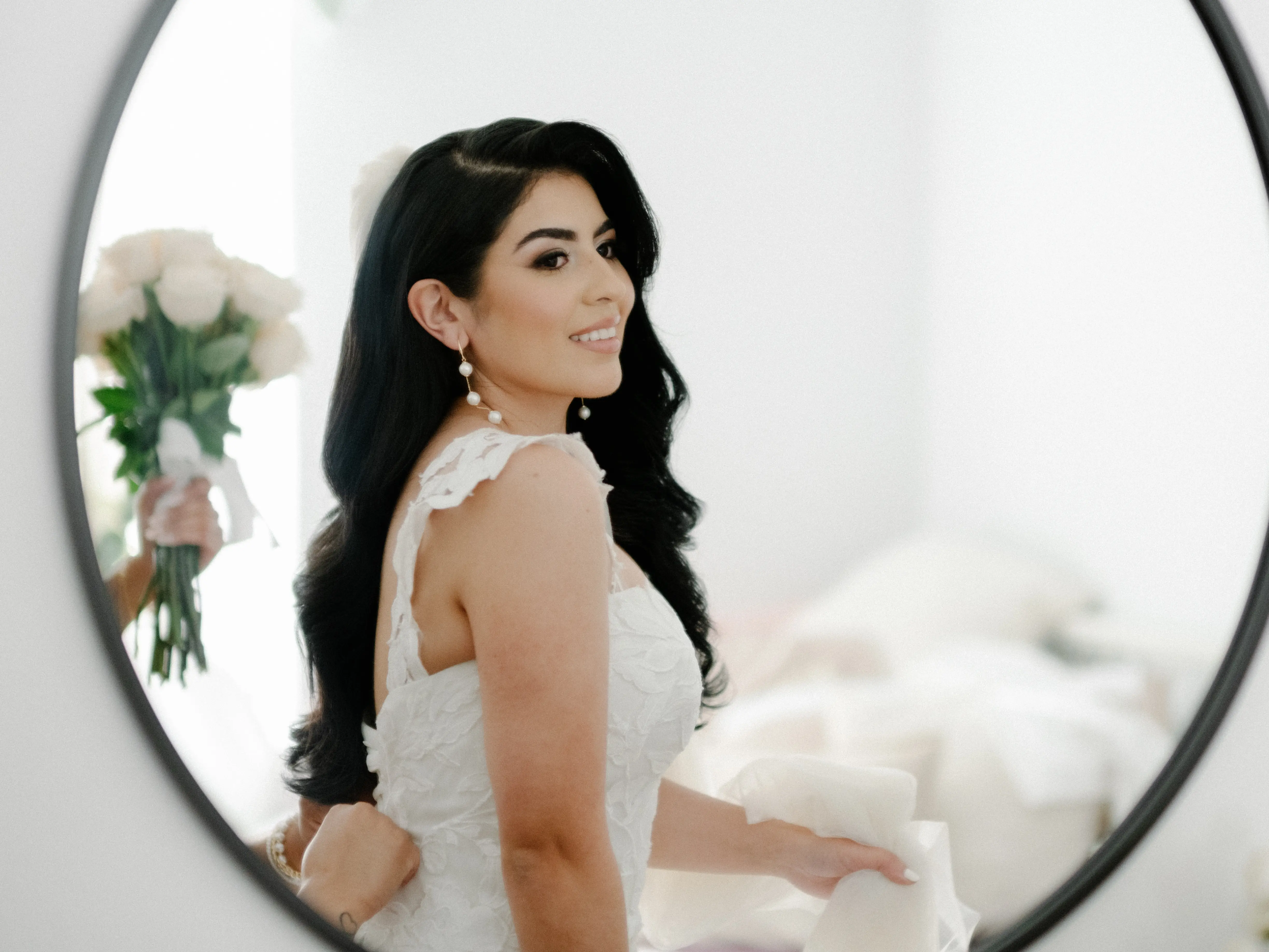 Bride In Lace Mermaid Wedding Dress Called Hattie By Rebecca Ingram