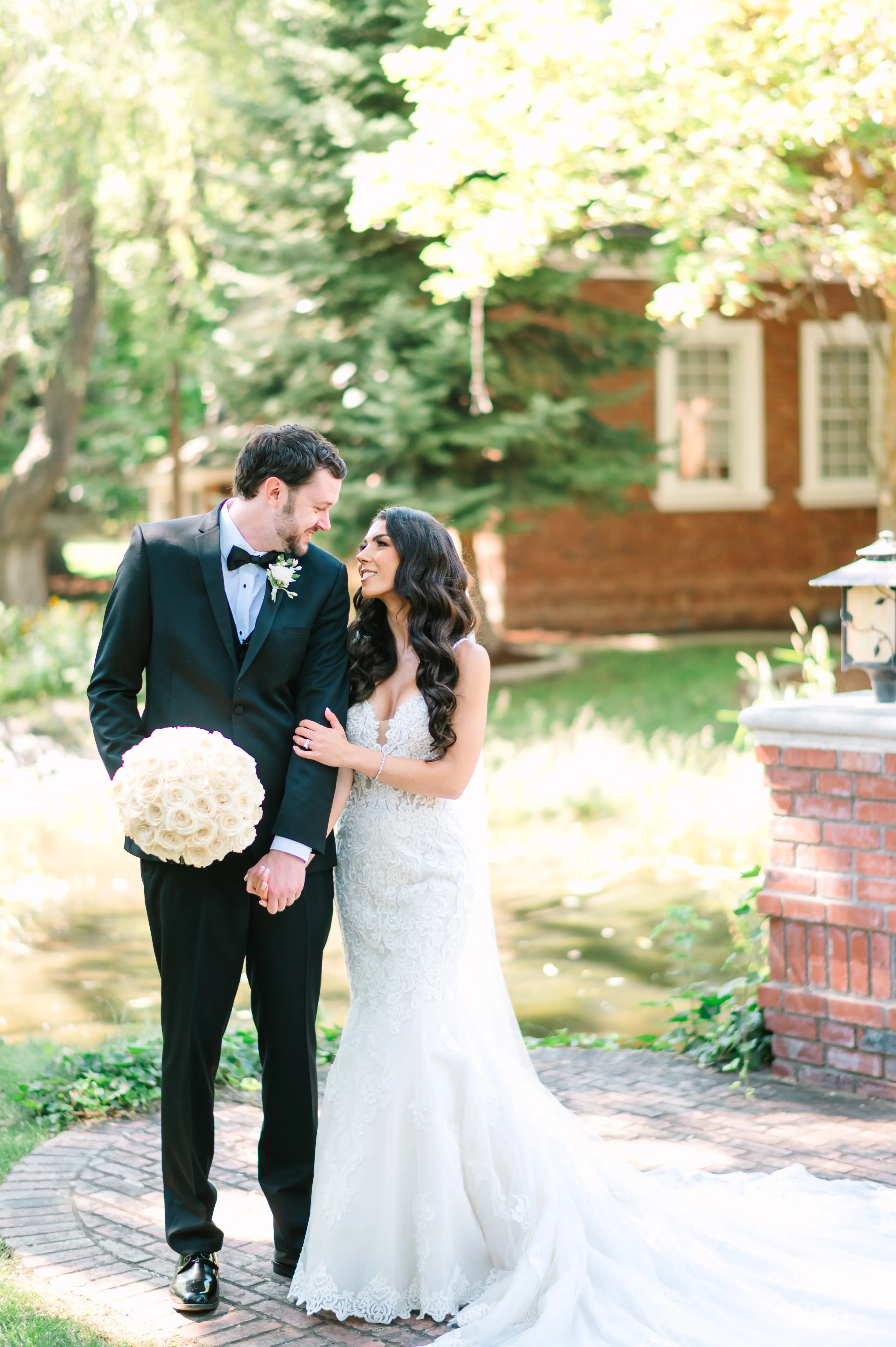 Groom With Bride Wearing Sparkly Lace Fit-And-Flare Fiona By Maggie Sottero