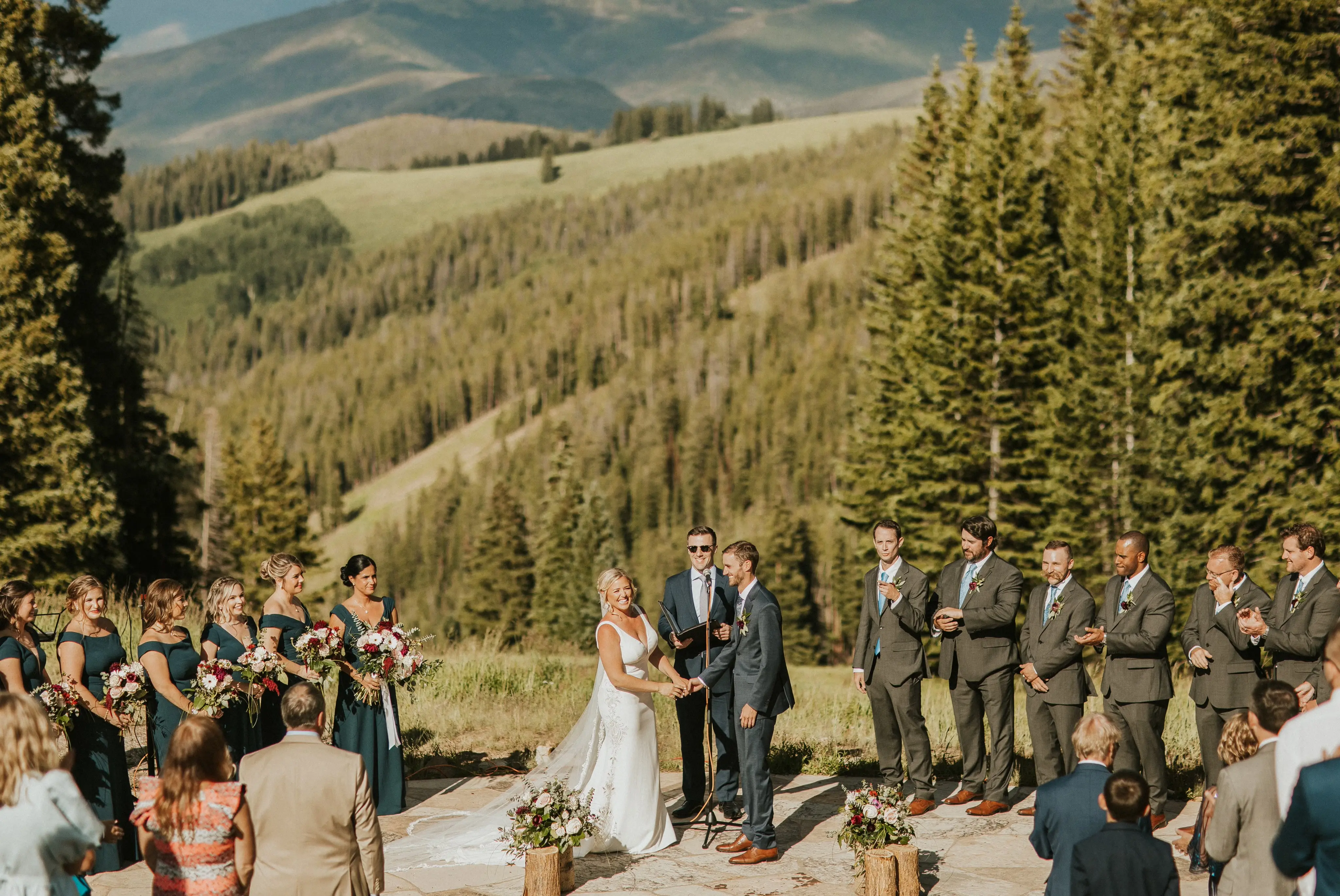 Groom With Bride Wearing Simple Vintage V-back Dress Abbott Dawn By Sottero and Midgley