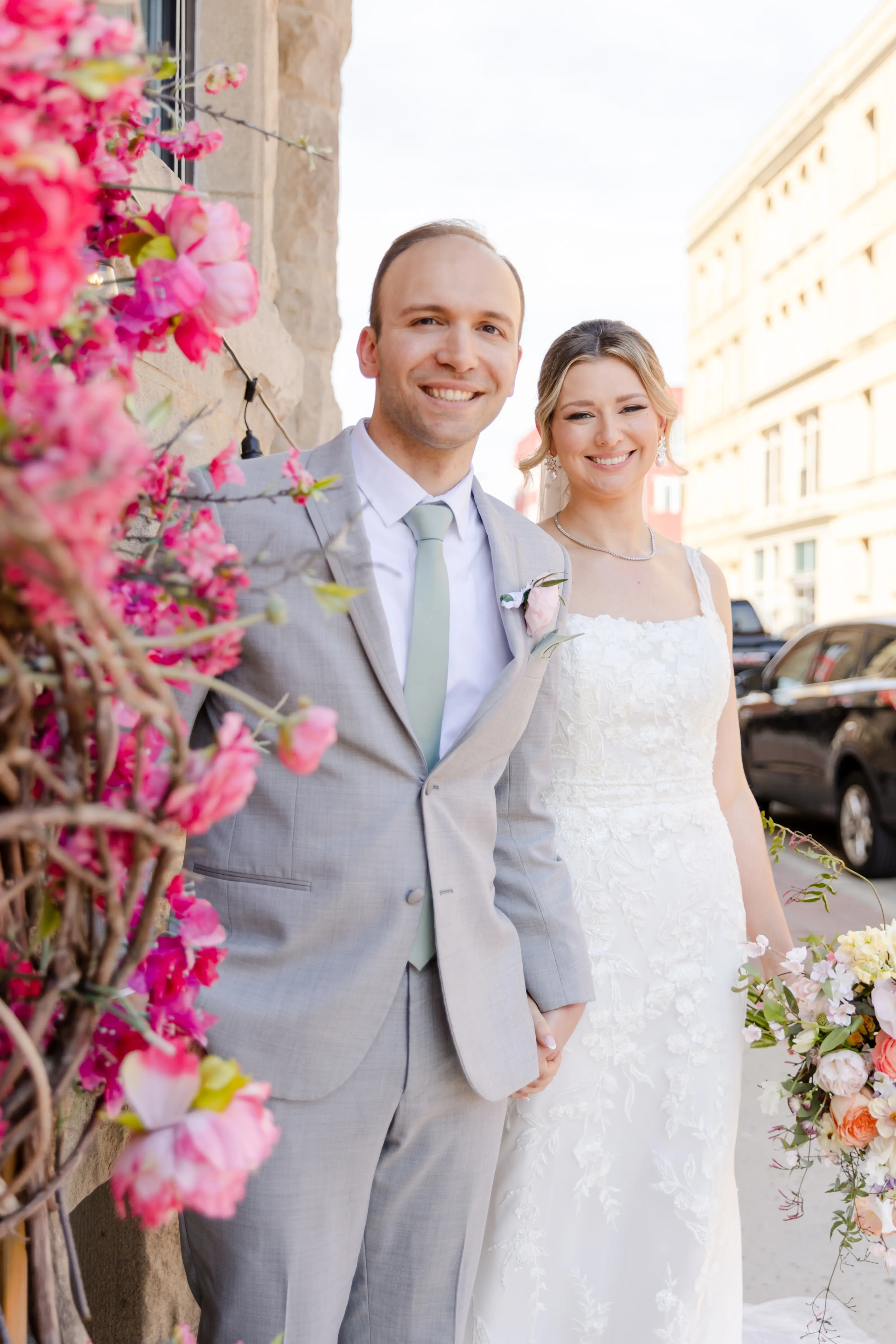 Gown In Beaded Tulle Sequined Lace Albany Maggie Sottero With Groom