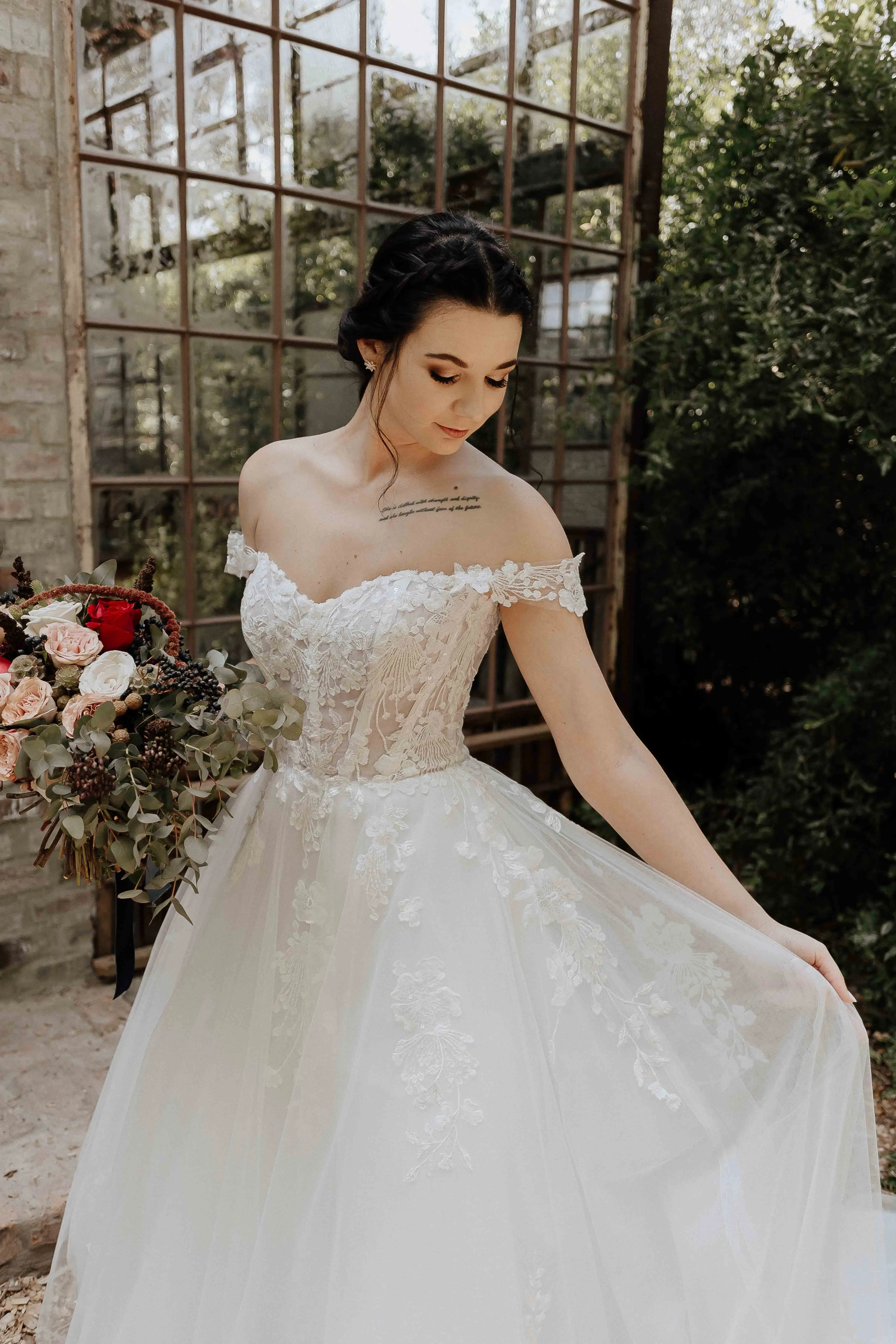 Bride In Lace Wedding Dress Called Harlem By Maggie Sottero With Groom