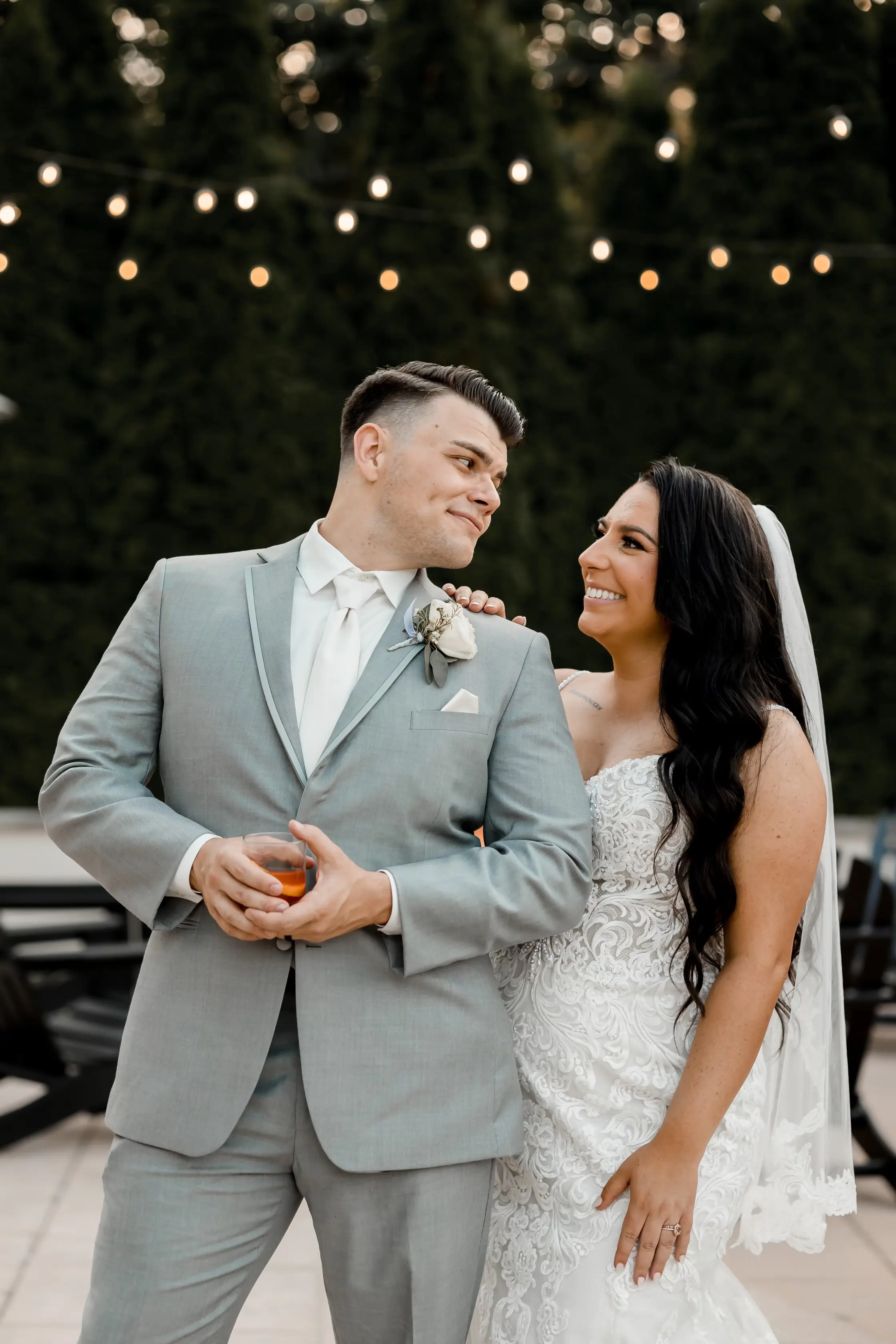 Bride In Sparkle Fit-and-flare Fiona Maggie Sottero With Groom