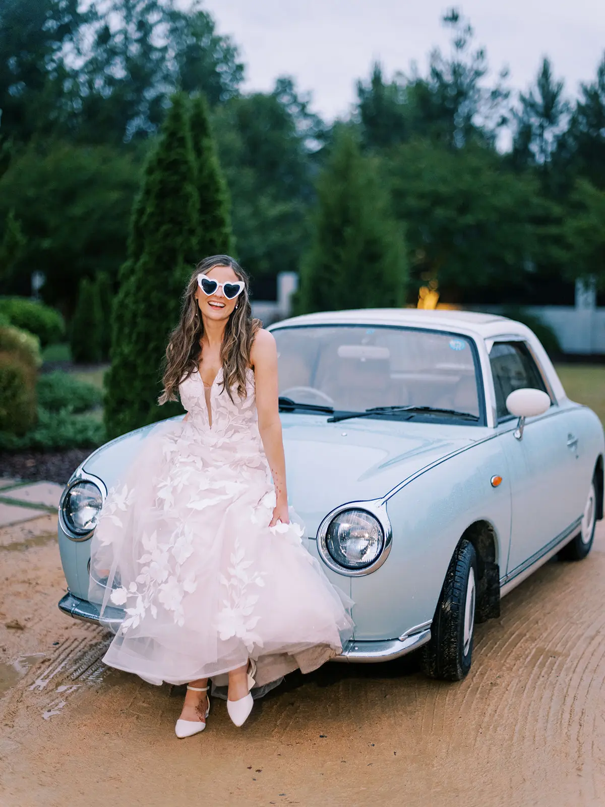Bride In Floral Mermaid Hattie Rebecca Ingram With Car