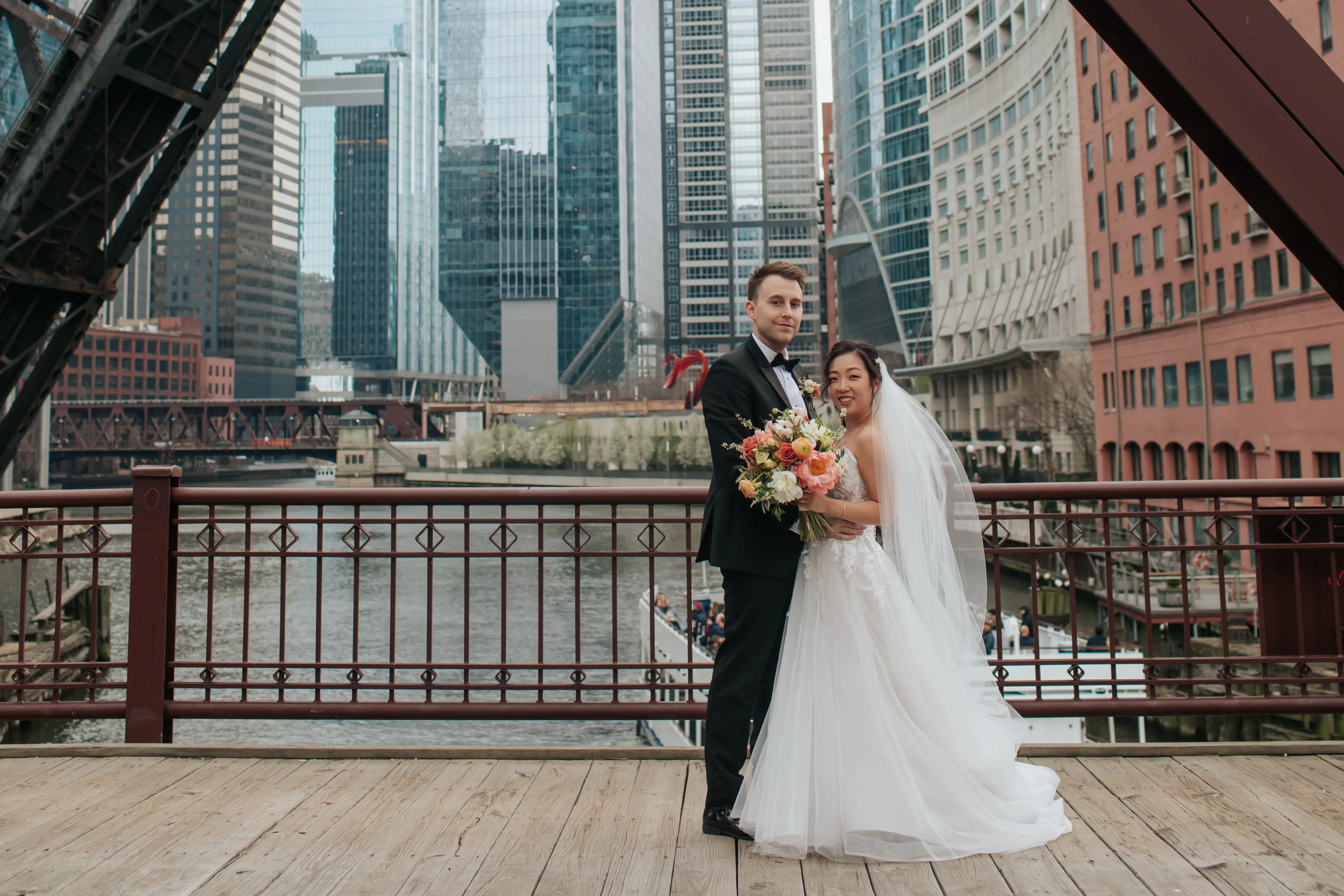 Cityscape Bride Wearing Strapless Wedding Gown Called Stevie By Maggie Sottero