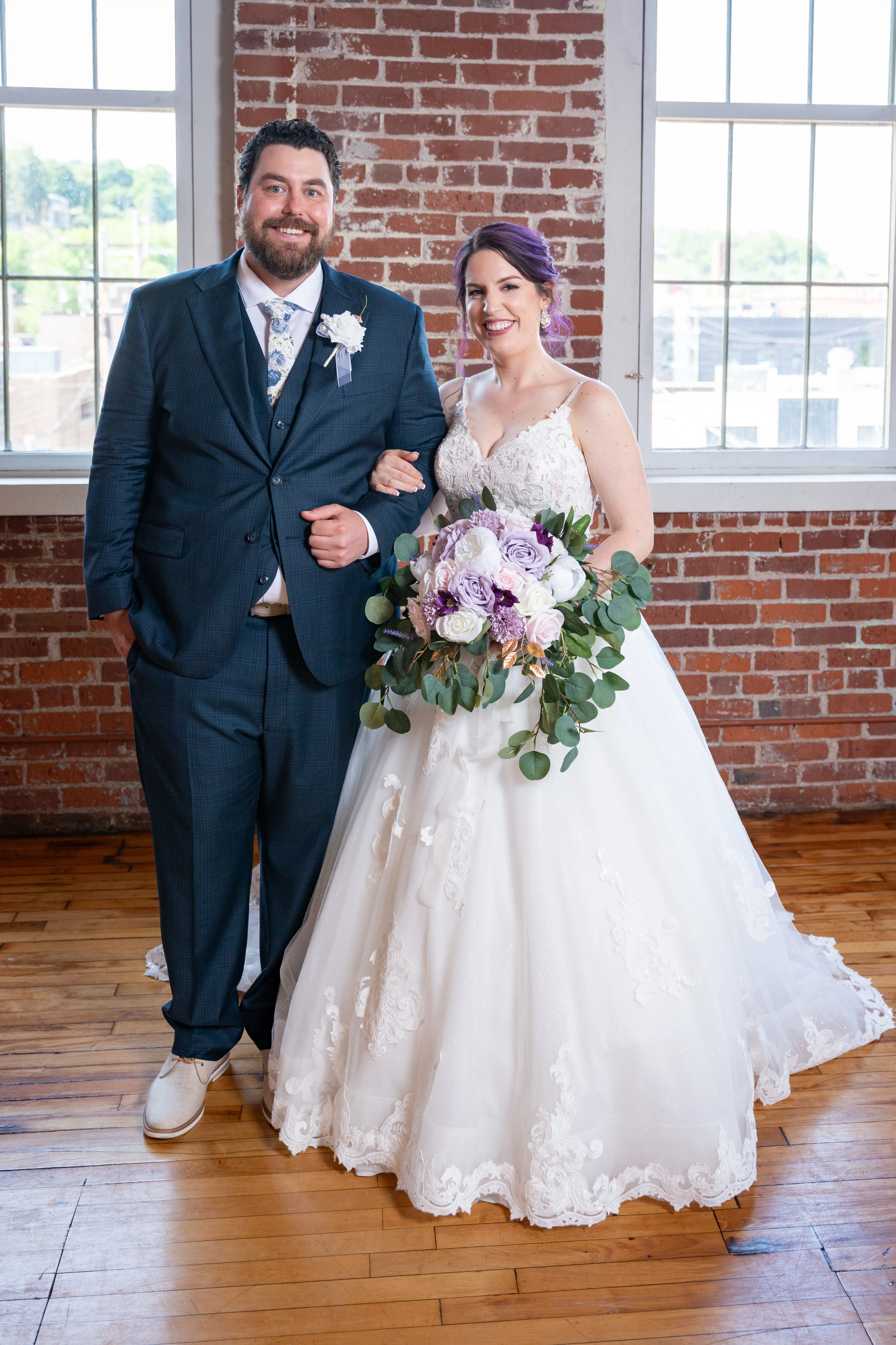 Bride In Sparkle A-line Florence Maggie Sottero With Groom