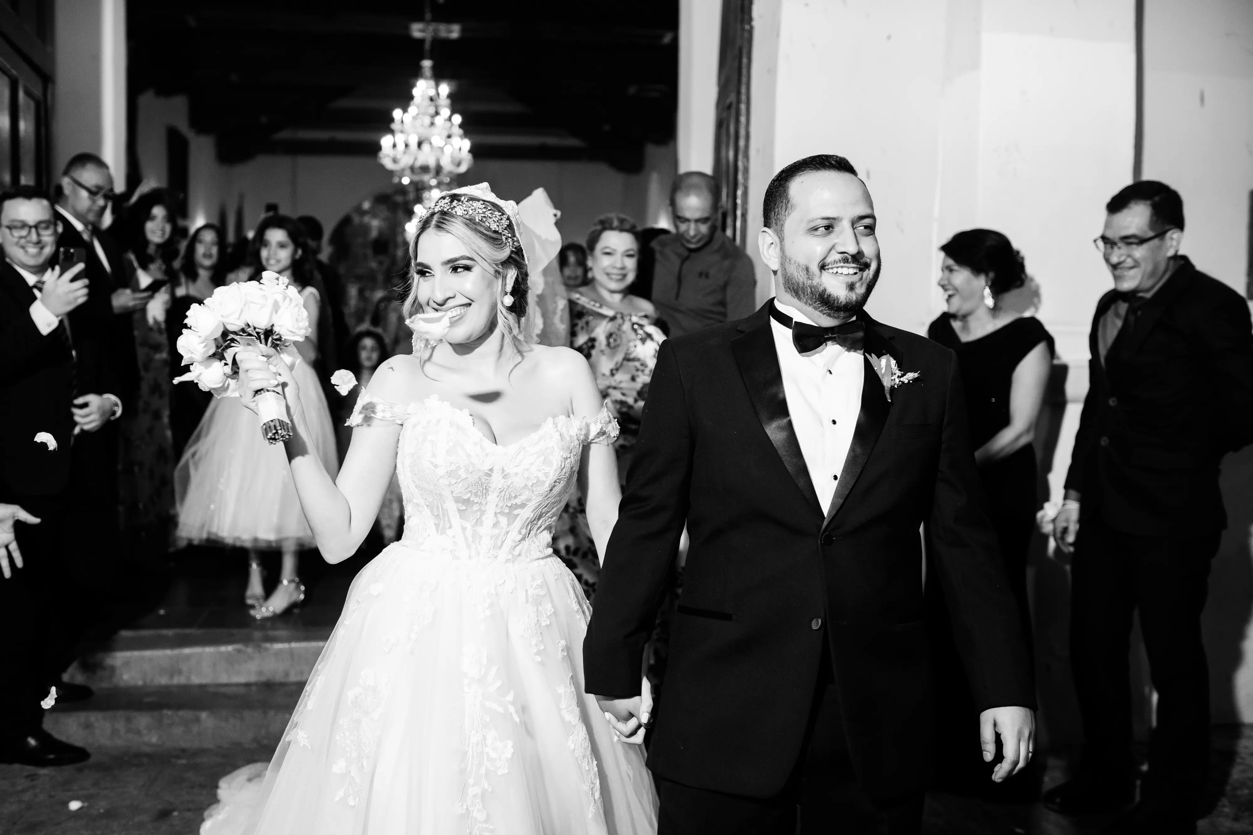 Bride In Lace Ballgown Wedding Dress Called Harlem By Maggie Sottero And Groom