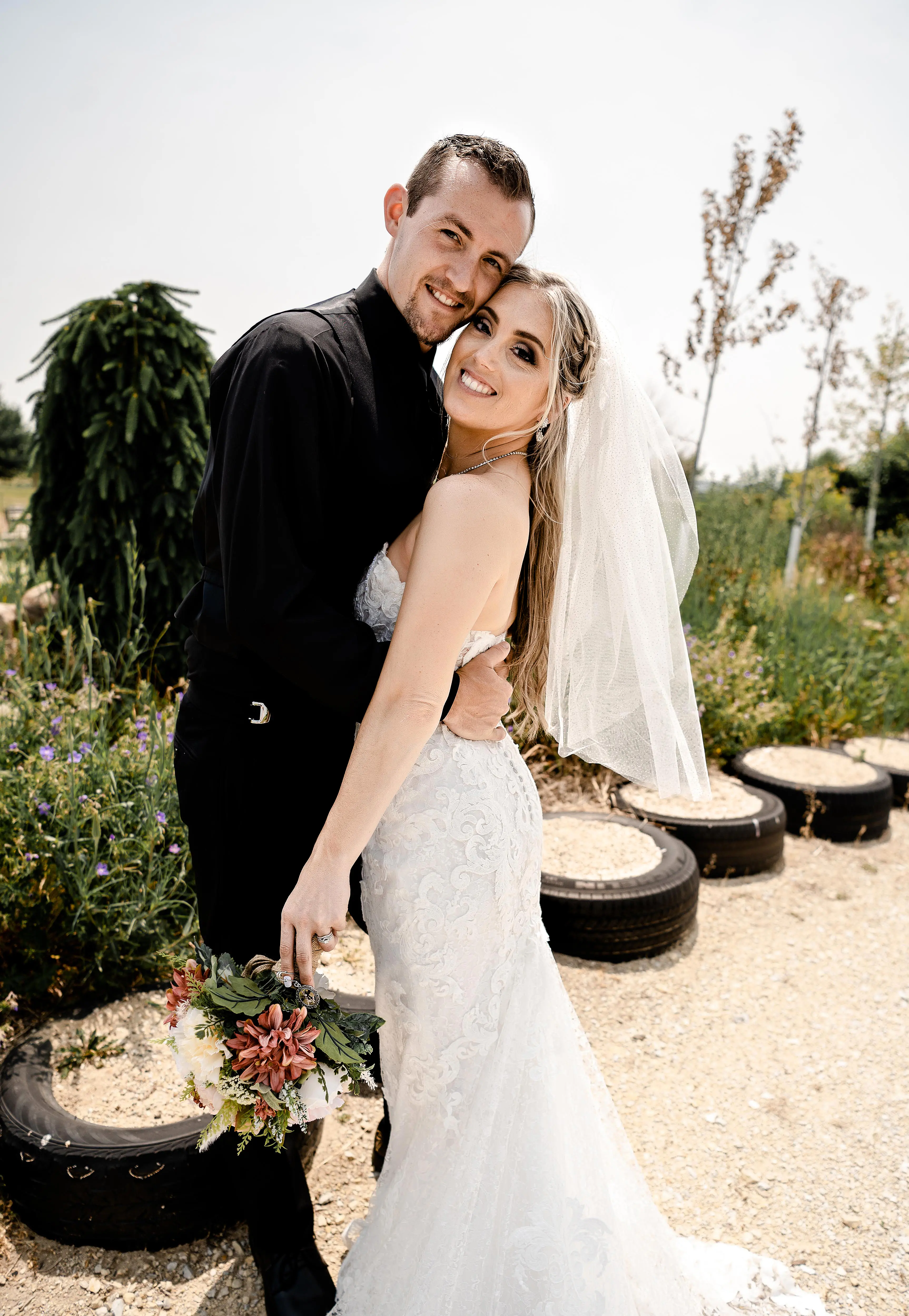 Bride In Sheer Sheath Tuscany Lynette Maggie Sottero With Groom