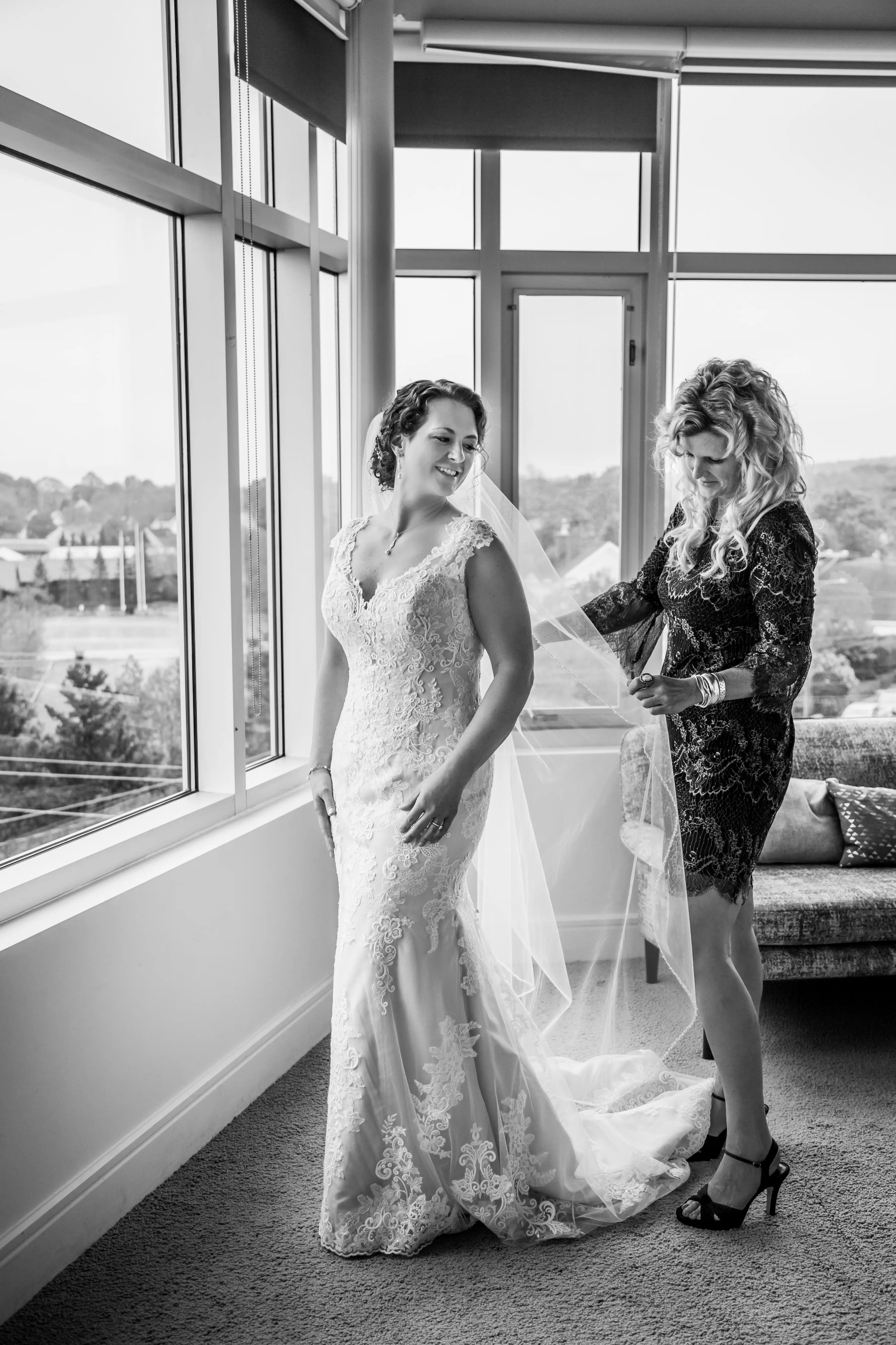 Bride Wearing Lace Fit-And-Flare Daphne By Rebecca Ingram