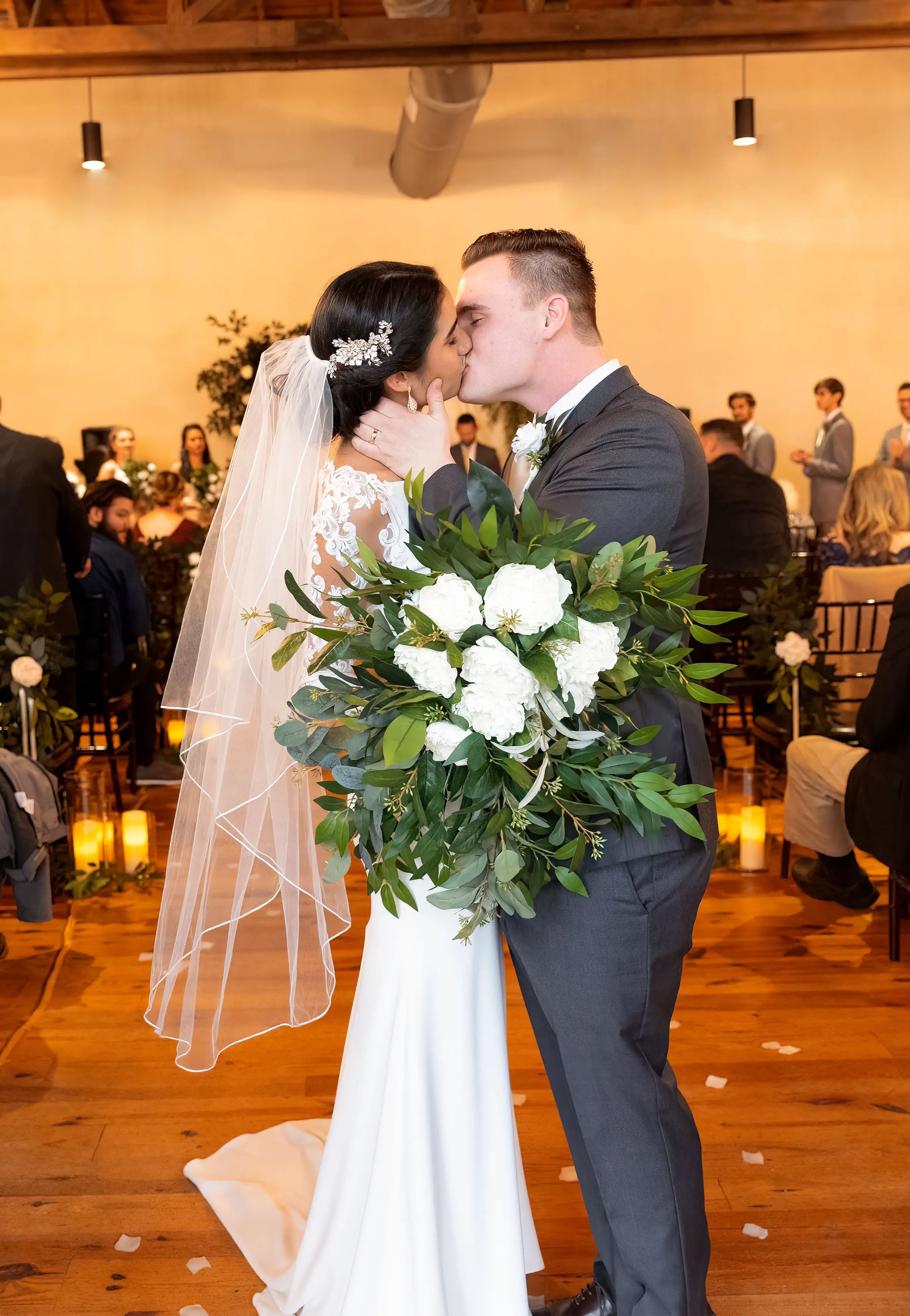 Ceremony Exit Bride In Long Sleeve Lace Dress Called Bethany By Rebecca Ingram