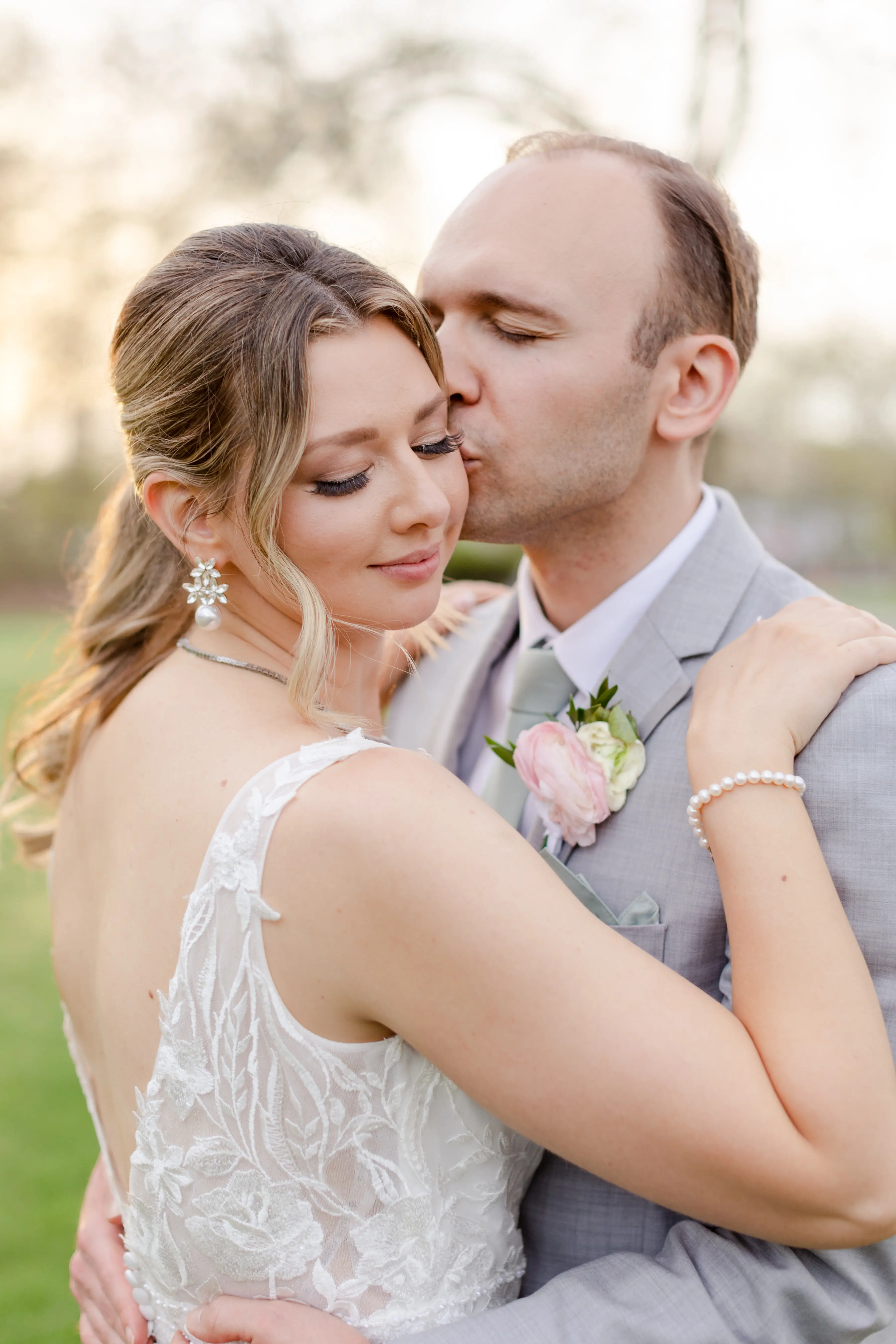 Gown In Beaded Tulle Sequined Lace Albany Maggie Sottero With Groom