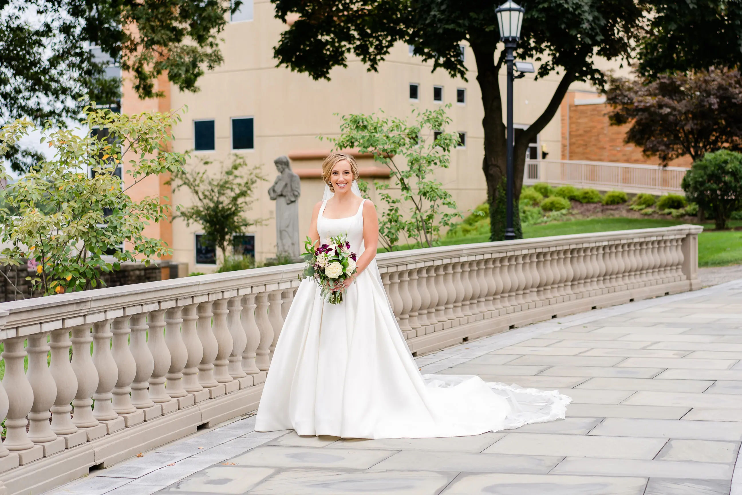 Bride wearing Simple Ballgown Wedding Dress called Selena by Maggie Sottero