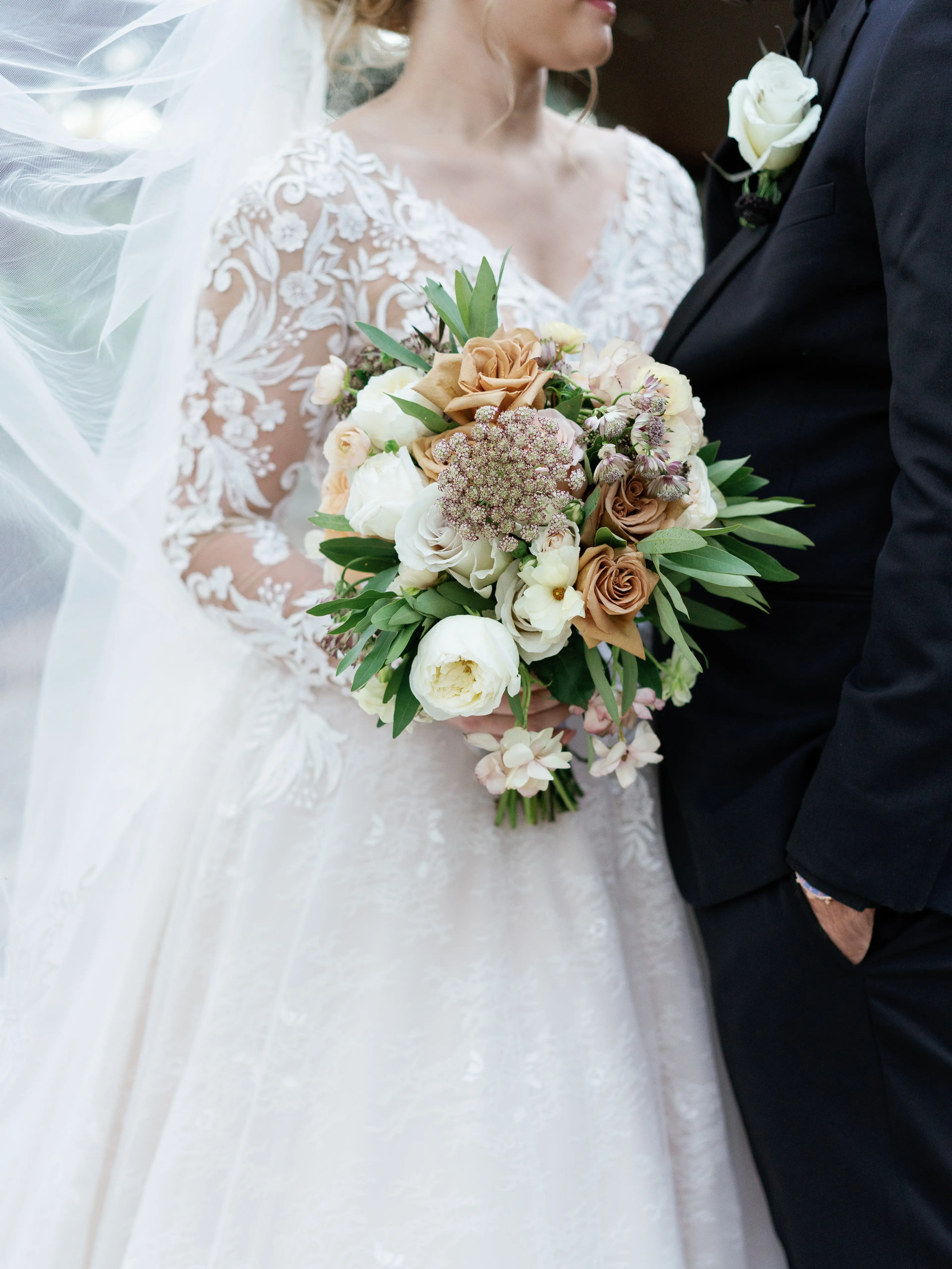 Real Bride Wearing Lace Ballgown Wedding Dress Called Zander By Sottero and Midgley With Groom