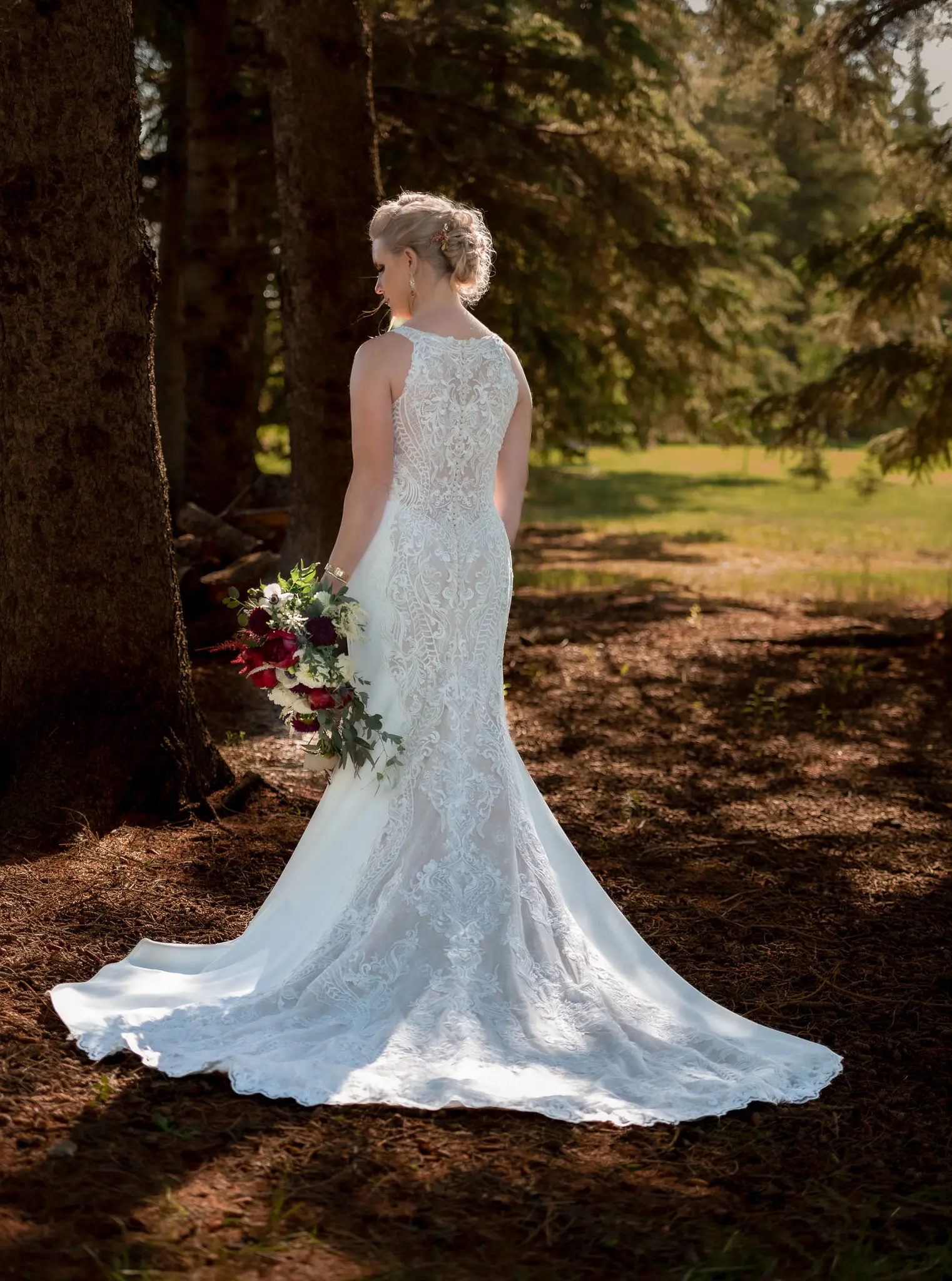 Bride Wearing Modern Halter Fit-And-Flare Wedding Dress Kevyn By Sottero And Midgley