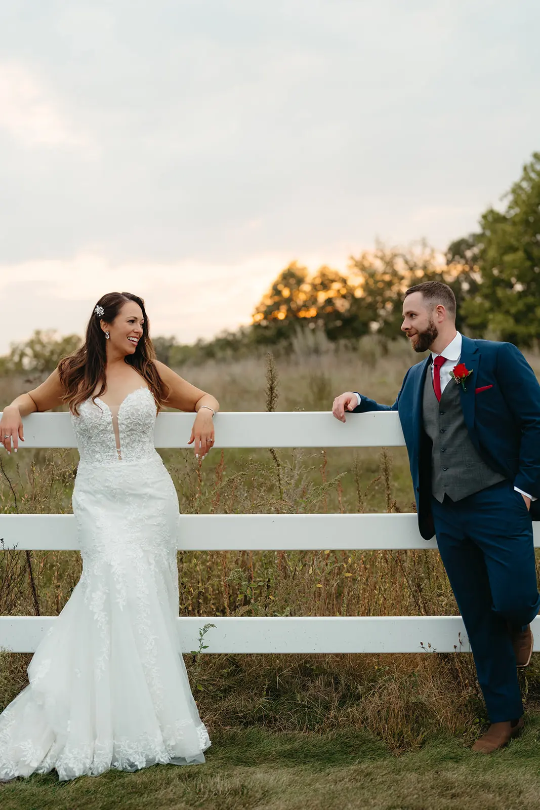 Groom With Bride Wearing Floral Beaded Mermaid Gown Lennon By Maggie Sottero