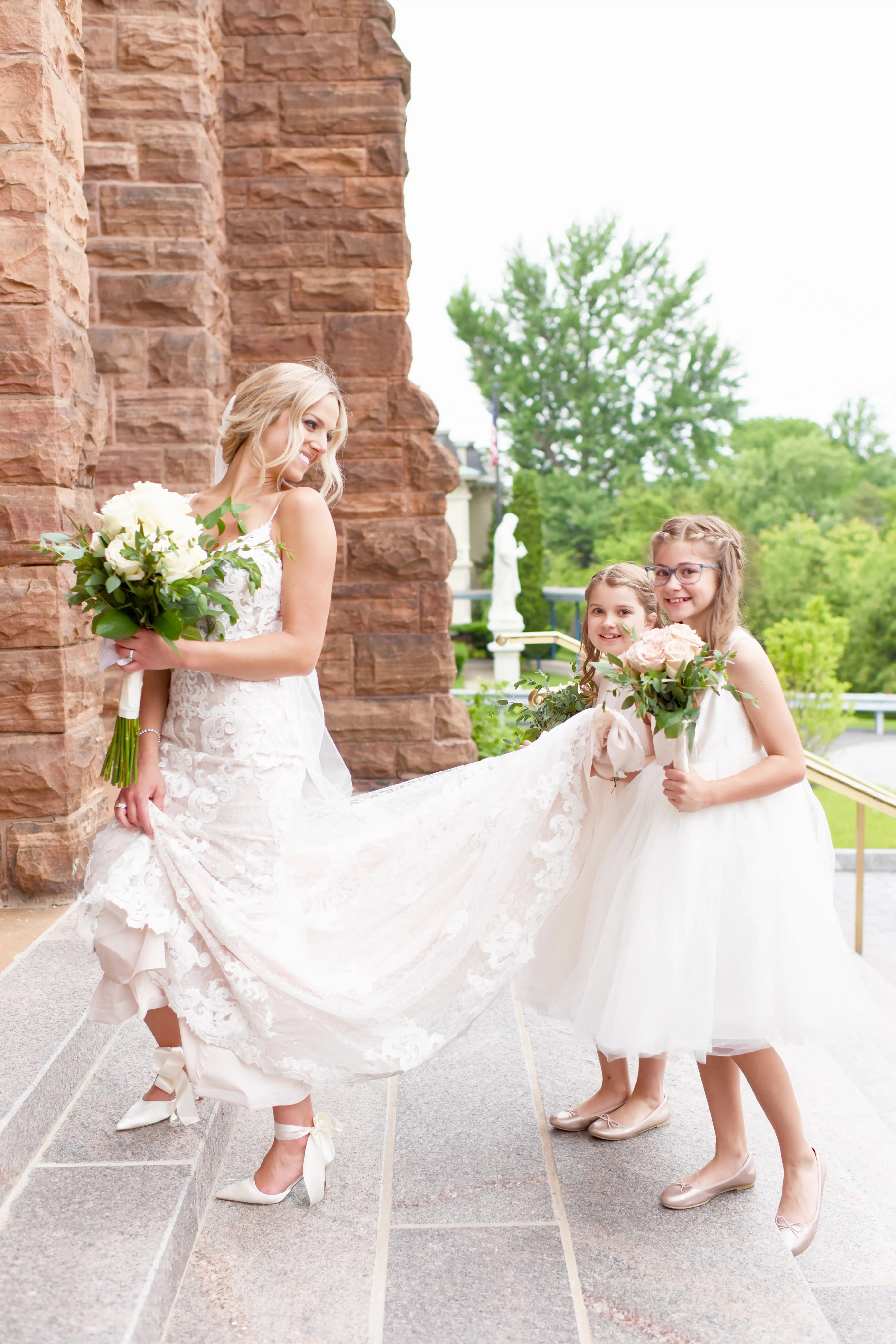 Bride Wearing Lace Mermaid Style Wedding Dress Tuscany By Maggie Sottero