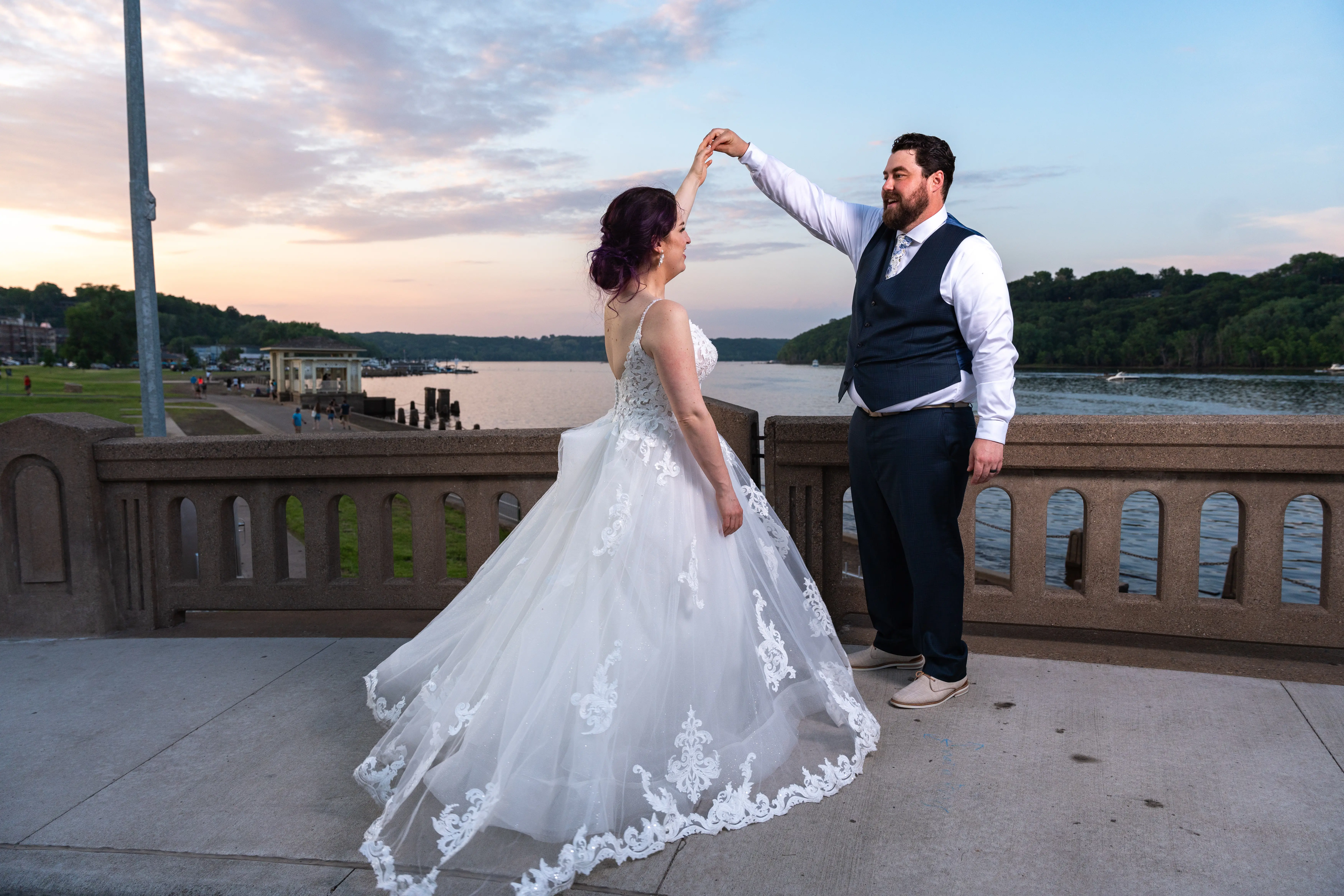 Bride In Sparkle A-line Florence Maggie Sottero With Groom